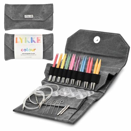 Lykke Colour Needle Set and Grey Case-3.5 Inch