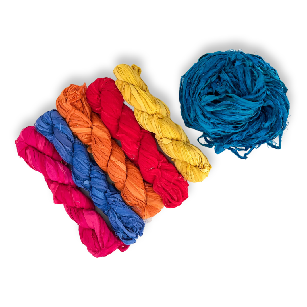 Buy Wholesale India Recycle Sari Silk Ribbon Yarn & Recycle Sari