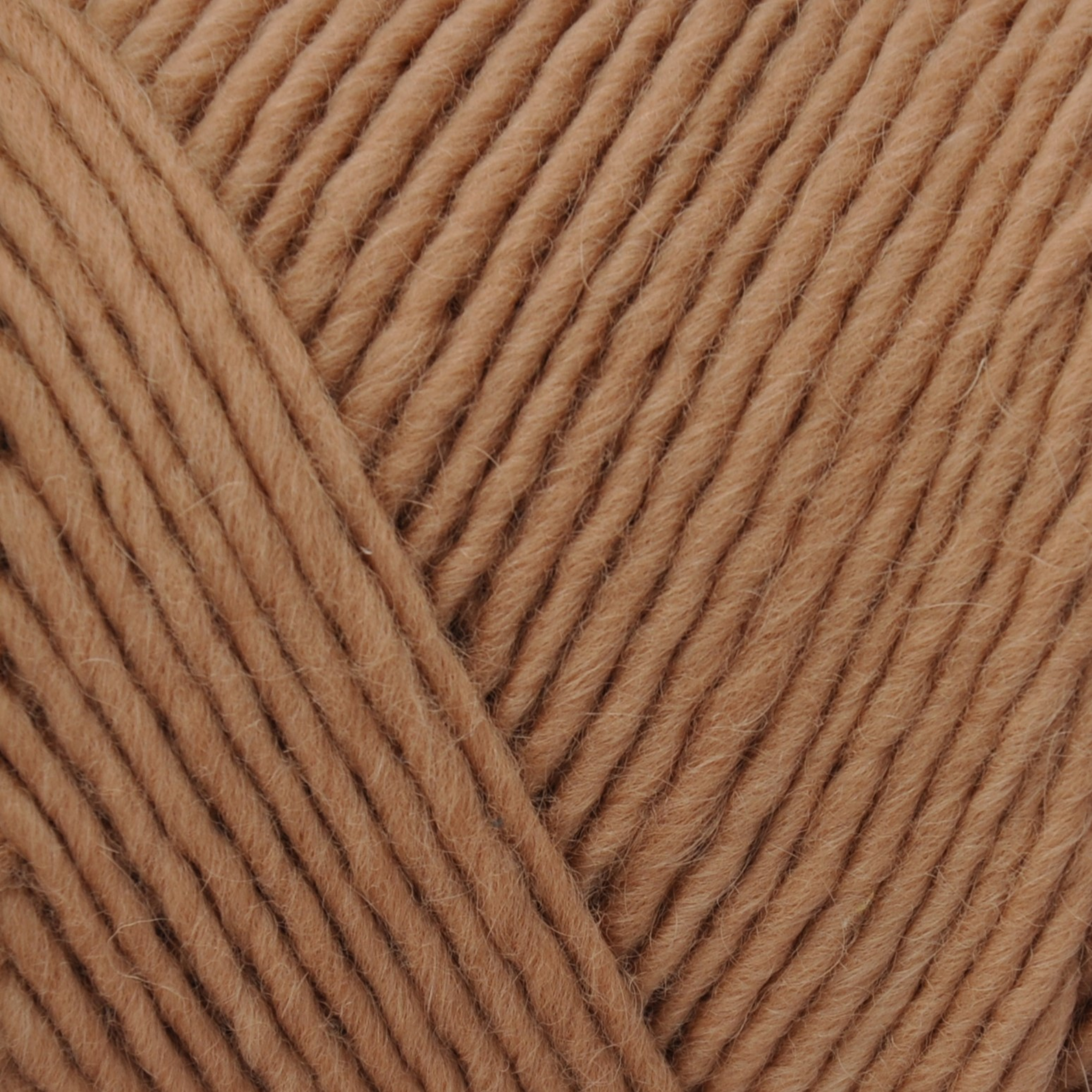 Brown Sheep Lamb’s Pride Worsted wool-mohair yarn close-up, Maple Praline warm caramel — available at Revolution Fibers