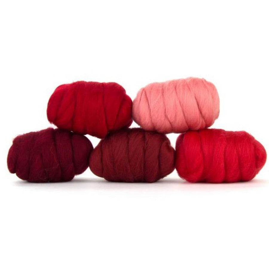 Mixed Merino Wool Variety Pack | Wondrous Reds (Reds) 250 Grams, 23 Micron-Wool Roving-Revolution Fibers-Revolution Fibers