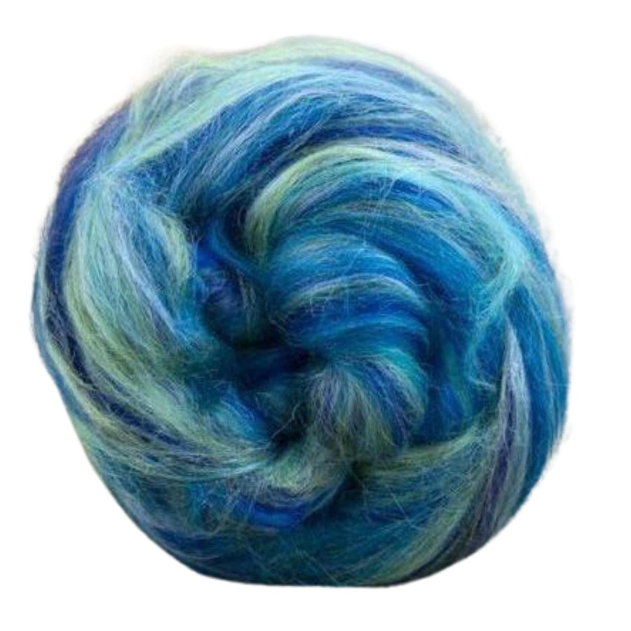 Constellation Range Roving (8 Ounces) | Tonal Blend of 70% Dyed Merino and 30% Fine Tussah Silk, 21 Micron-Wool Roving-Revolution Fibers-Aquarius Green-Revolution Fibers