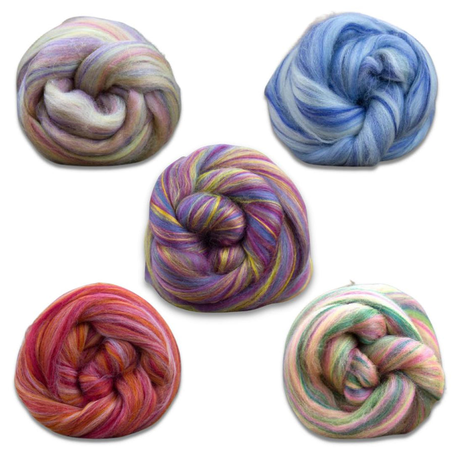 Bambino Range Roving (8 Ounces) | Tonal Blend of 85% Dyed Merino and 15% Dyed Bamboo-Wool Roving-Revolution Fibers-Tweedledee Blue-Revolution Fibers