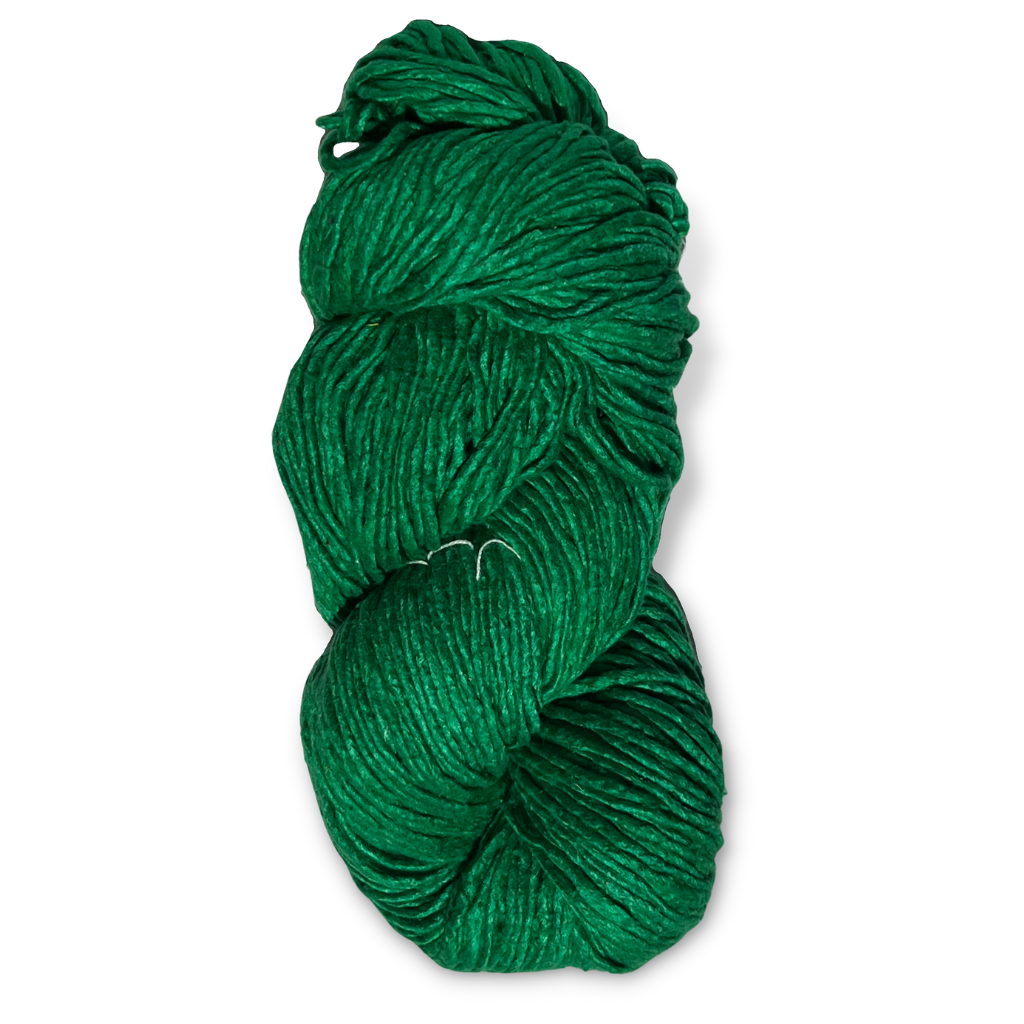 Revolution Fibers' deep green Regal Mulberry Silk Yarn is a high-quality, natural fiber, single-ply worsted weight yarn that is perfect for a wide range of knitting and crochet projects.