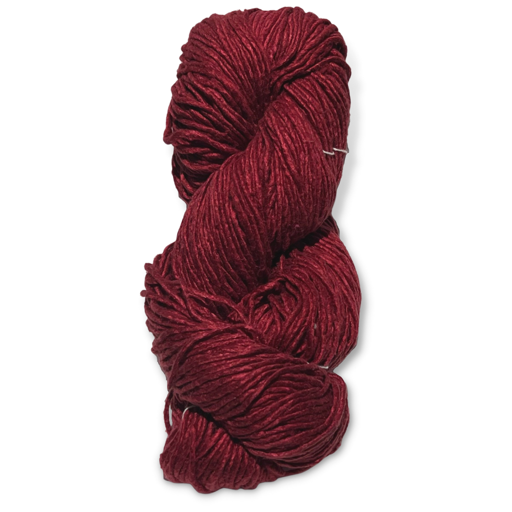 Revolution Fibers' respberry Regal Mulberry Silk Yarn is a high-quality, natural fiber, single-ply worsted weight yarn that is perfect for a wide range of knitting and crochet projects.