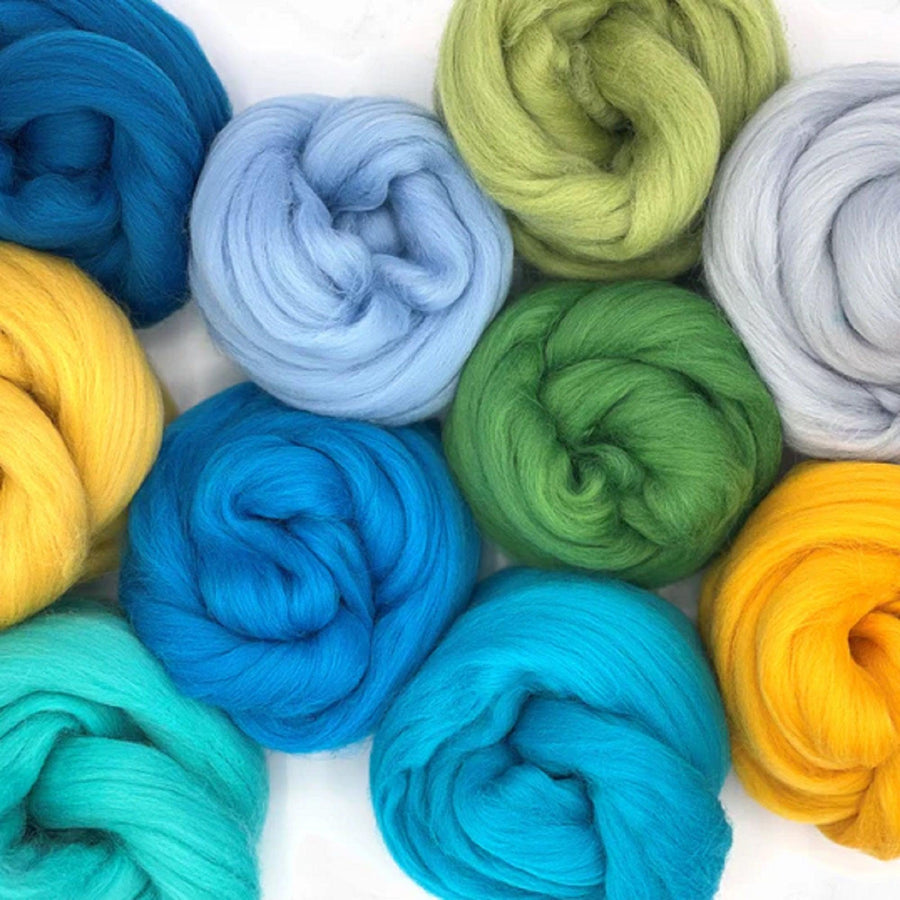 Mixed Merino Wool Variety Pack | Summer Holiday (Multicolored), 250 Grams, 23 Micron-Wool Roving-Revolution Fibers-Revolution Fibers