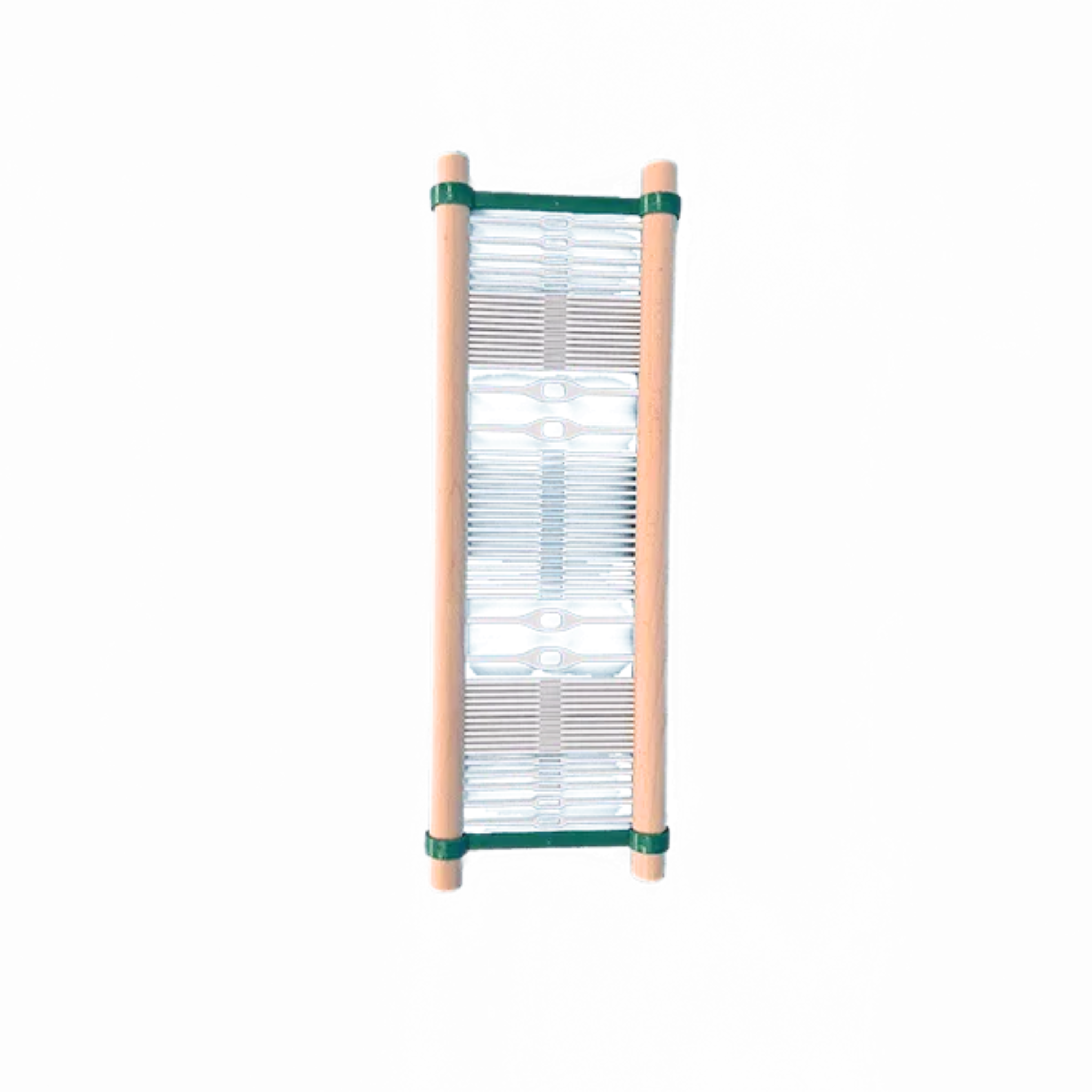 Lojan Flex rigid heddle frame, 12-inch—mixed dent sizes / partial-width segments for custom sett and texture.