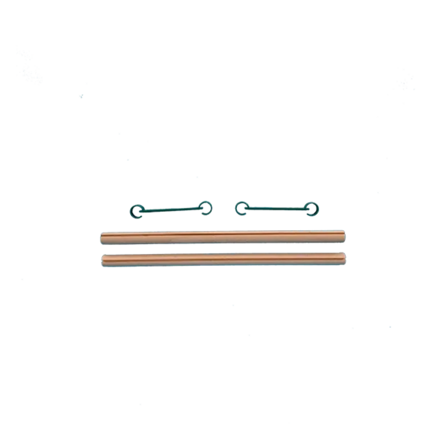 Hardware for 12-inch Lojan Flex rigid heddle frame—end brackets and connector rods shown disassembled.