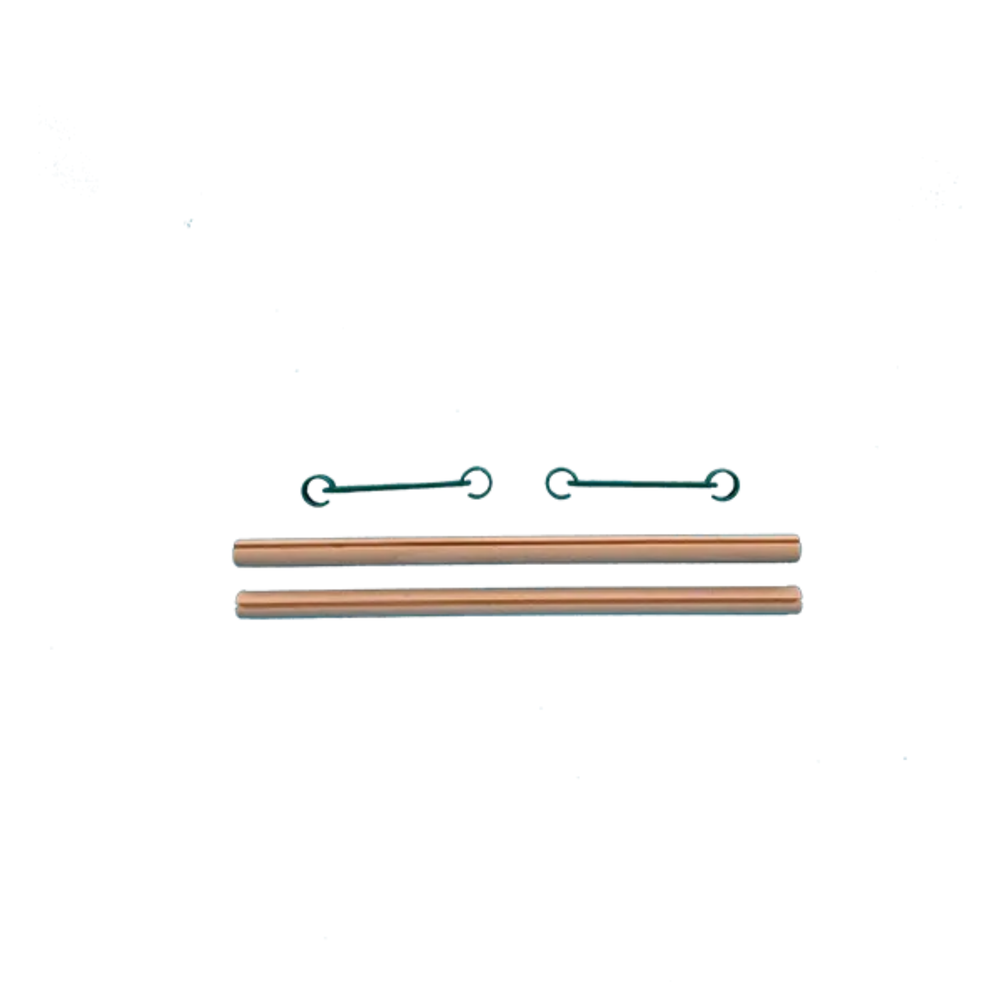 Hardware for 12-inch Lojan Flex rigid heddle frame—end brackets and connector rods shown disassembled.