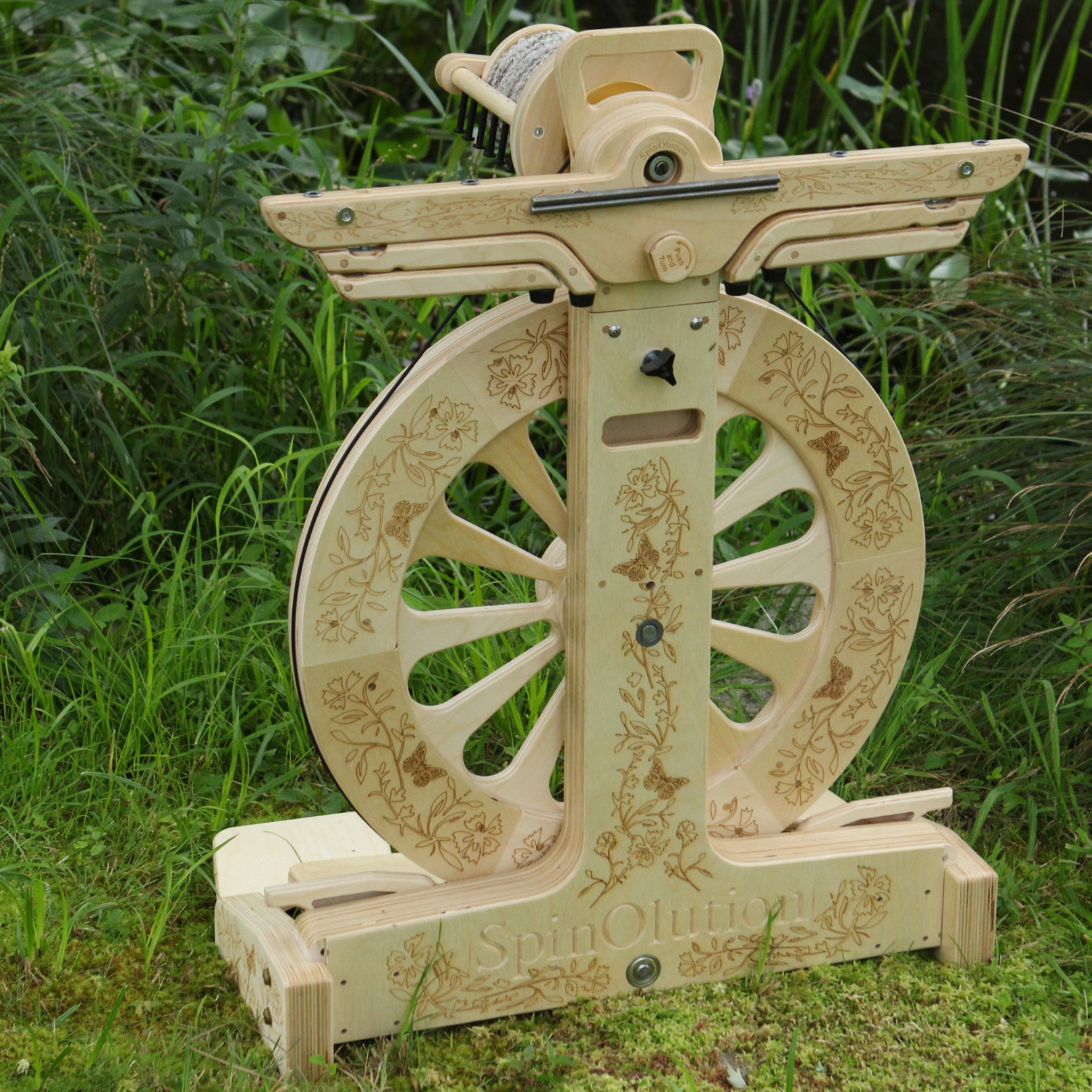 Laser Engraved SpinOlution Monarch Spinning Wheel - Audience Side