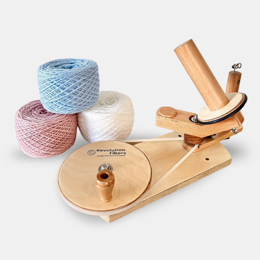 Revolution Fibers Maple Jumbo Yarn Ball Winder for winding yarn for knitting, crocheting and other yarn crafts.