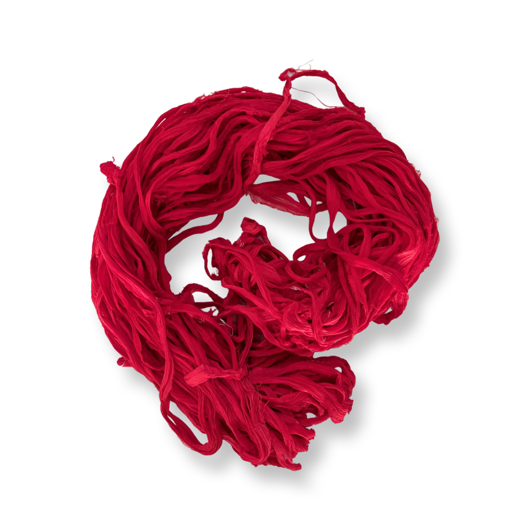 CLEARANCE 10 Yards White Recycled Chiffon Sari Silk Ribbon Yarn