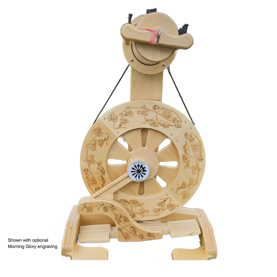 Spinolution Echo Spinning Wheel - 2024 Design - Morning Glory Engraving