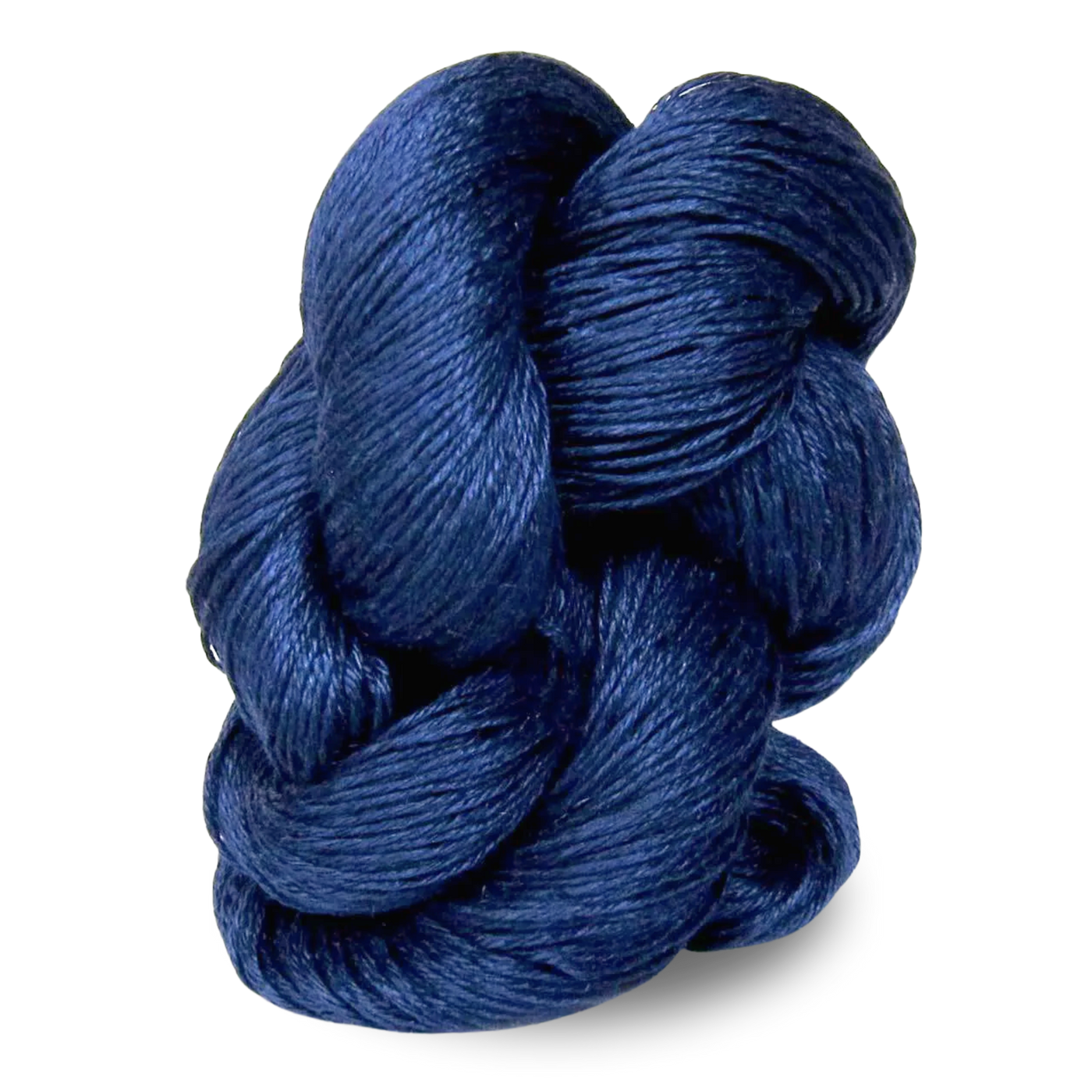 A classic deep navy blue linen yarn skein ideal for elegant and structured garments