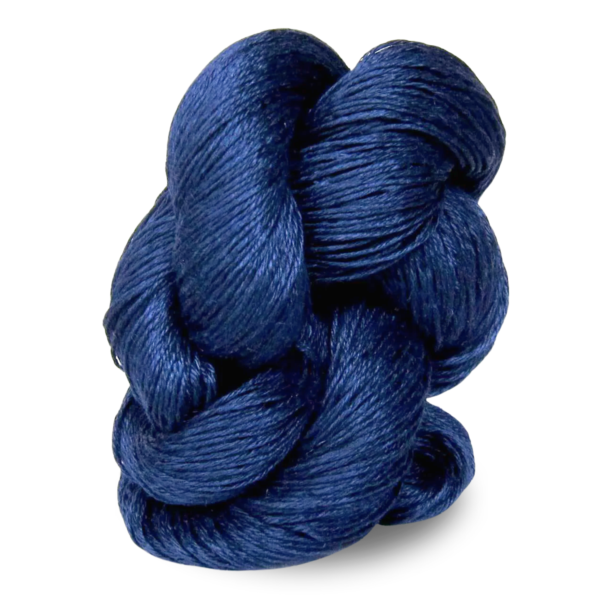 A classic deep navy blue linen yarn skein ideal for elegant and structured garments