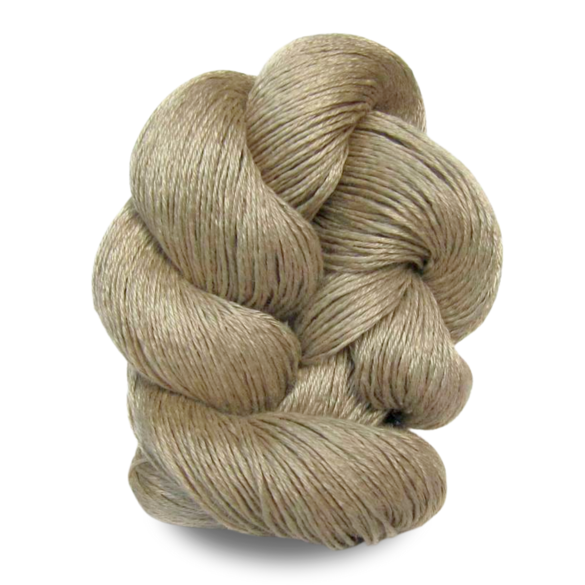 A raw natural flax-colored Euroflax linen yarn skein with authentic earthy tones.