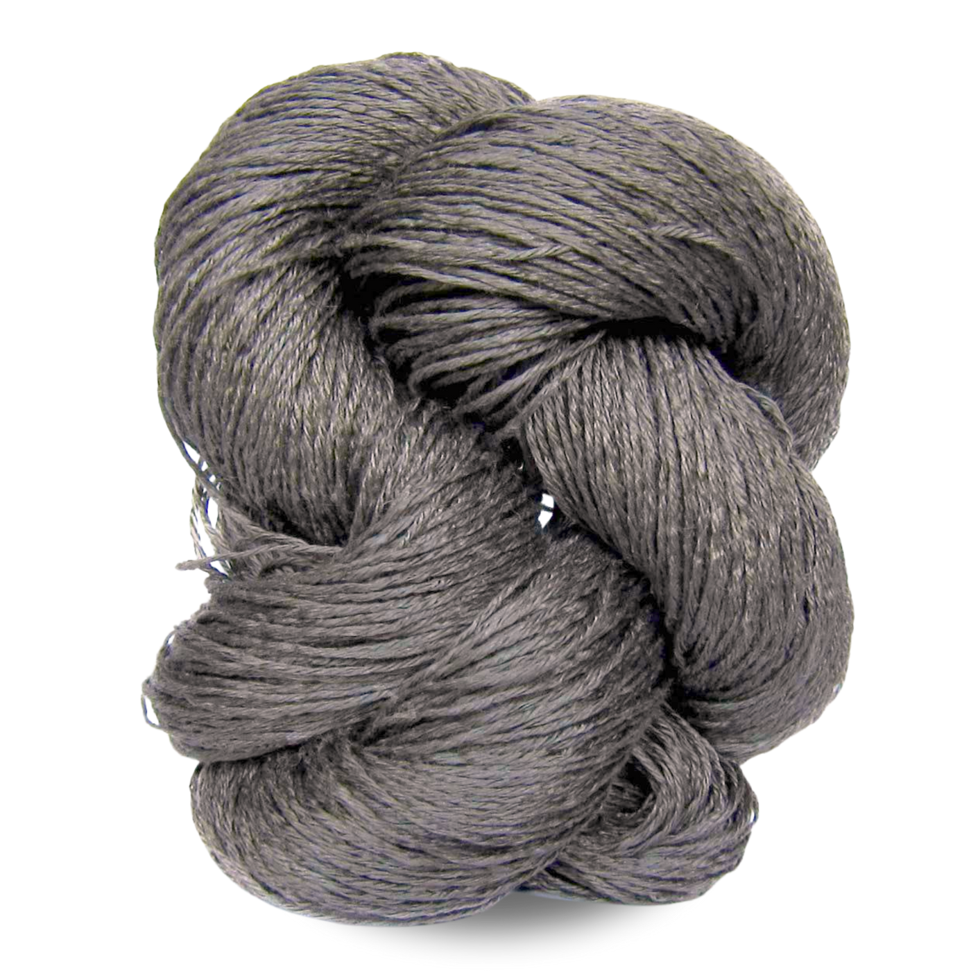 A warm grey Euroflax 14/4 linen yarn skein with subtle brown undertones.