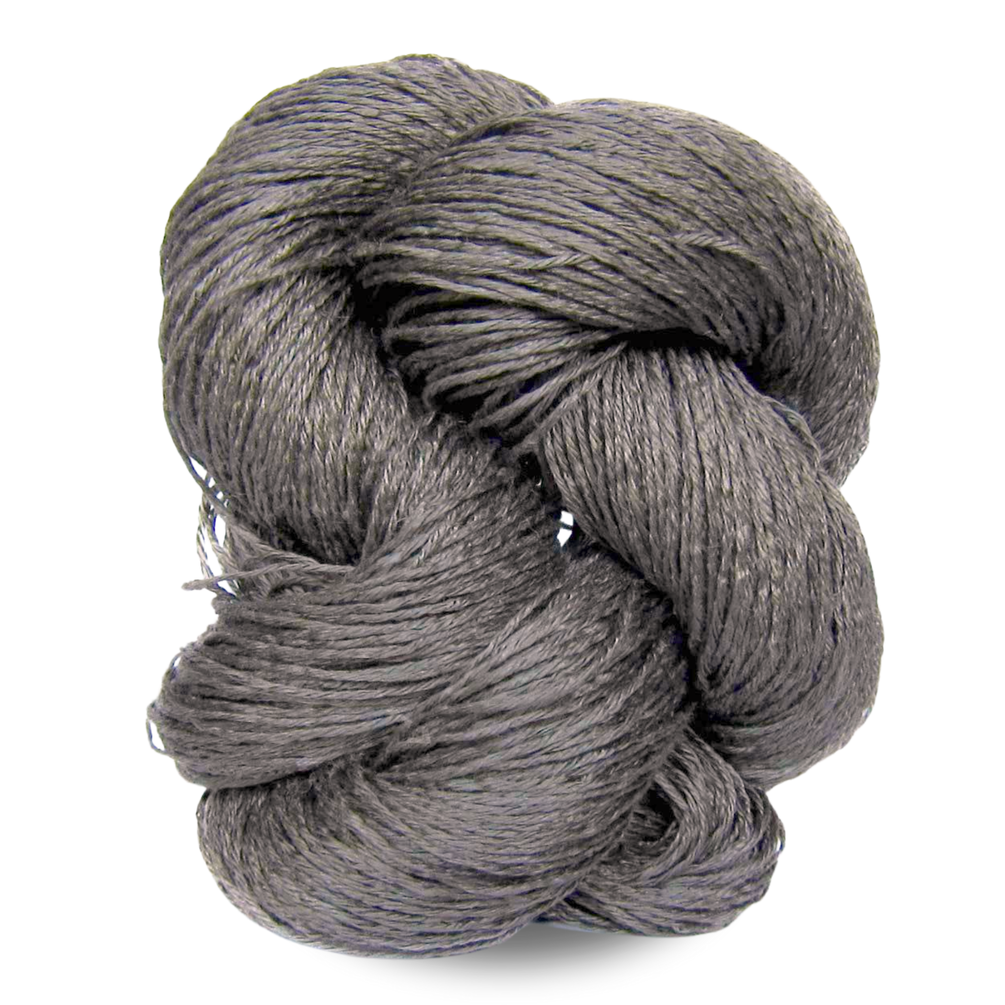 A warm grey Euroflax 14/4 linen yarn skein with subtle brown undertones.