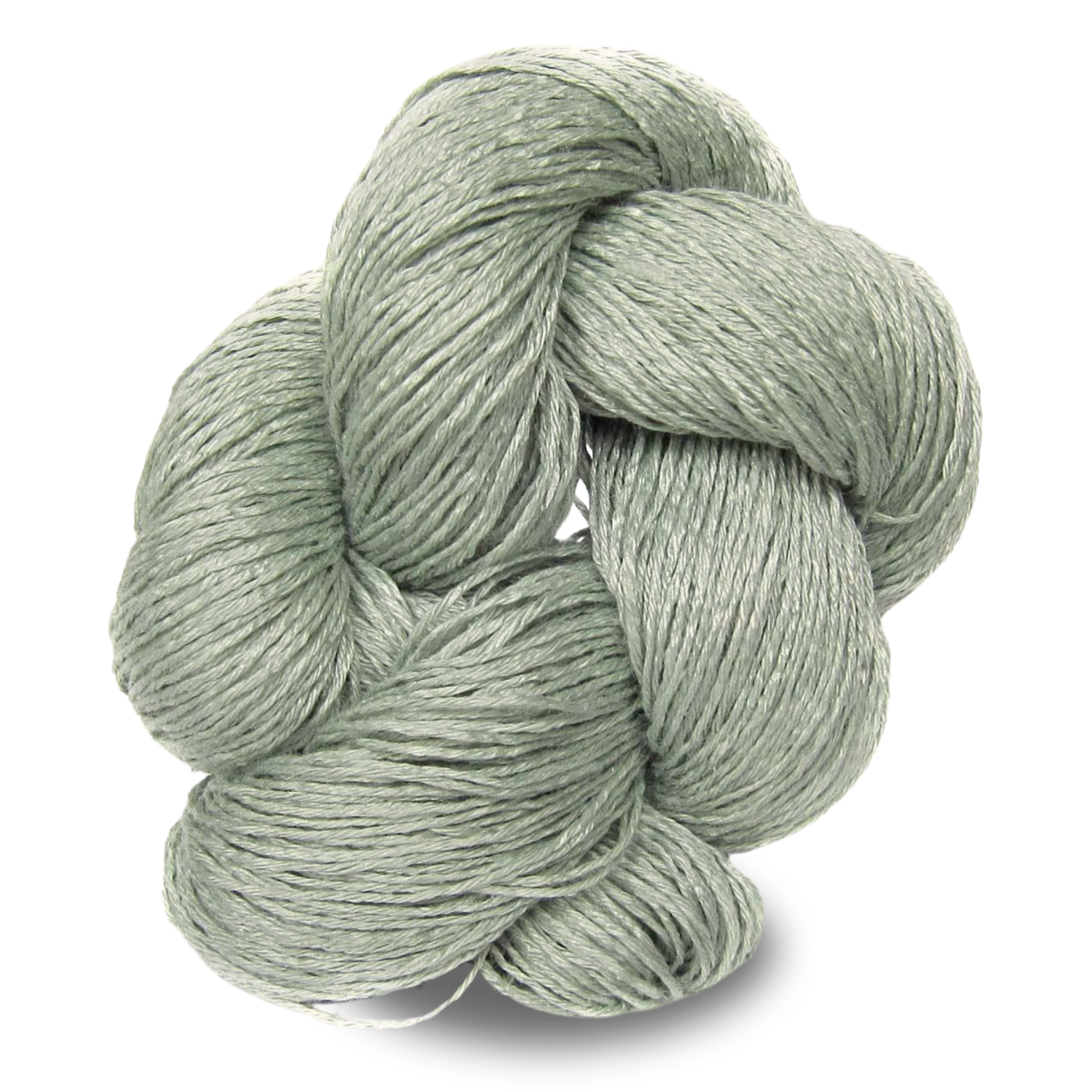 A subtle cool grey-limestone toned Euroflax linen yarn skein with natural variation.