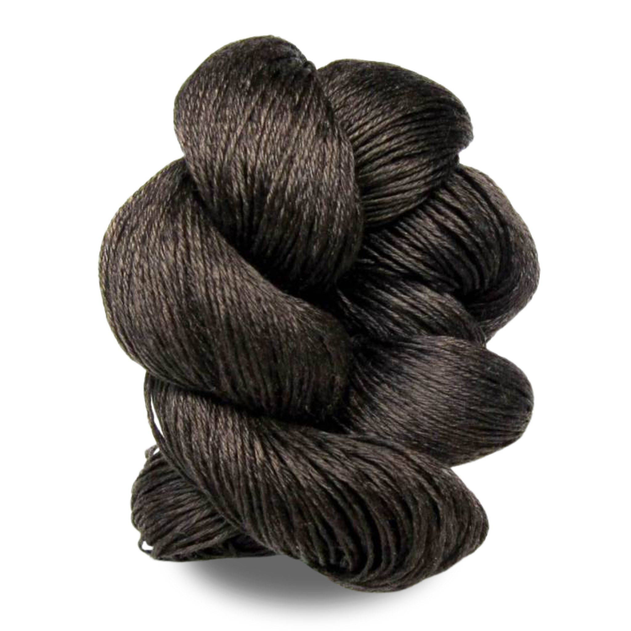 A rich brown Euroflax 14/4 linen yarn skein with natural depth and tonal variation, great for garments and decor.