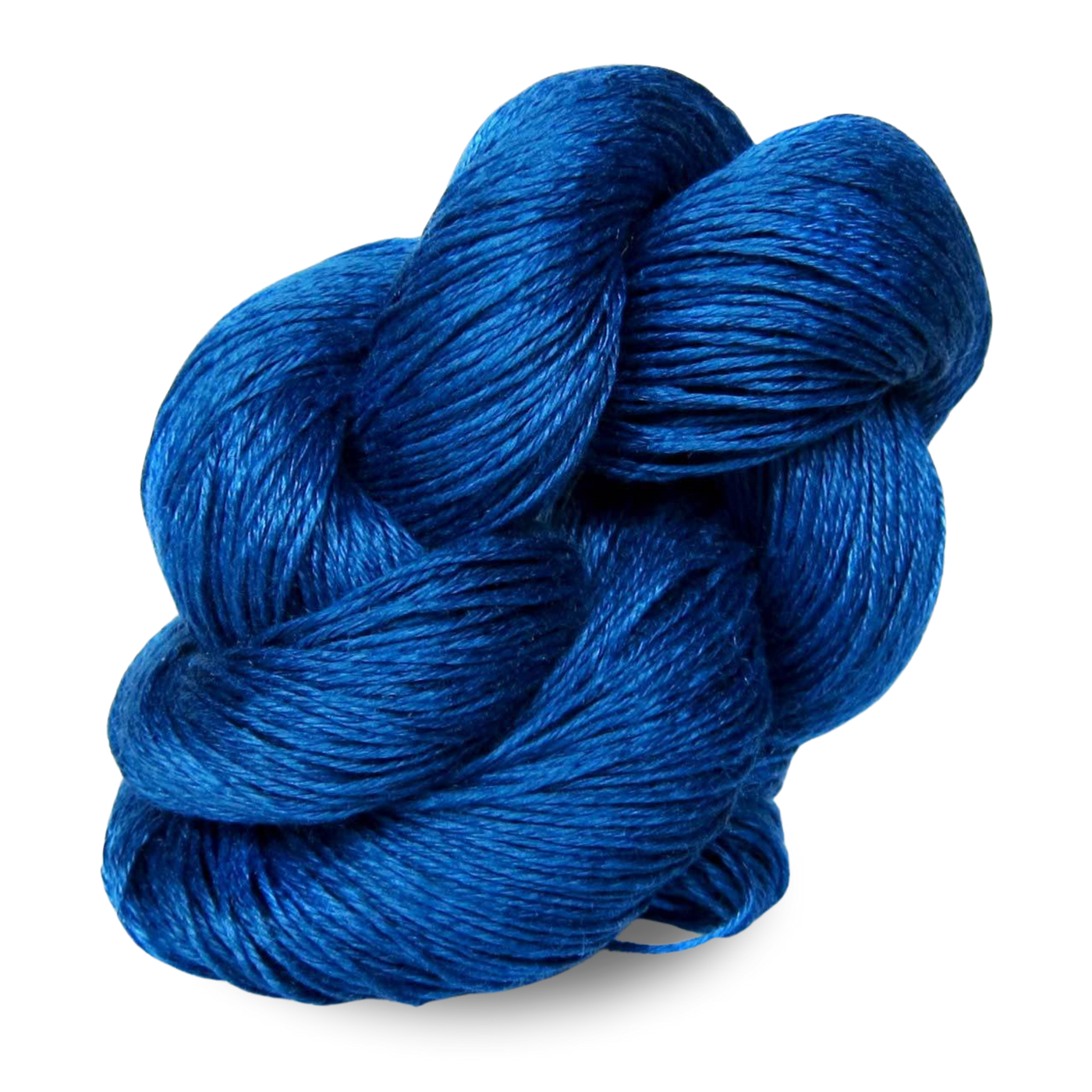 A bold cobalt blue Euroflax 14/4 linen yarn skein for vibrant statement garments and woven pieces.
