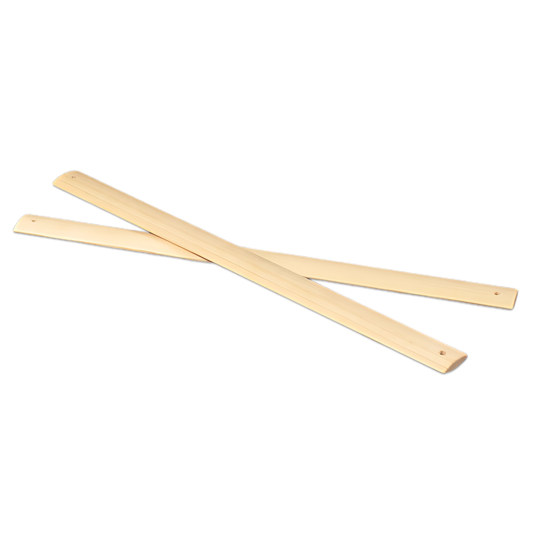 Pair of Glimakra Lease Sticks made of smooth pine wood with pre-drilled holes, designed to maintain warp thread order and prevent tangles during the weaving process. Essential tool for back-to-front warping and consistent tension control on floor looms.