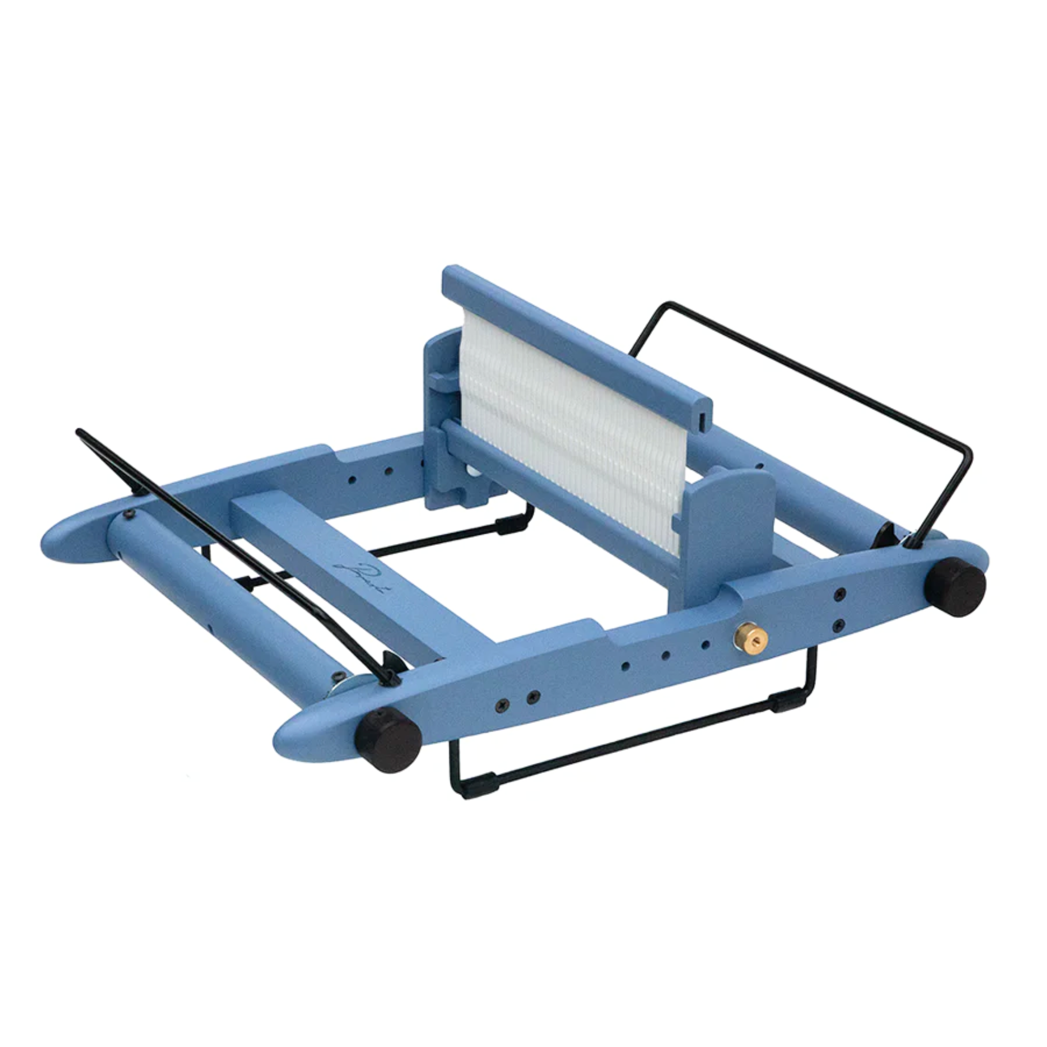 A 10" Kromski Presto Rigid Heddle Loom in the limited edition Harbor Blue colorway, white background.