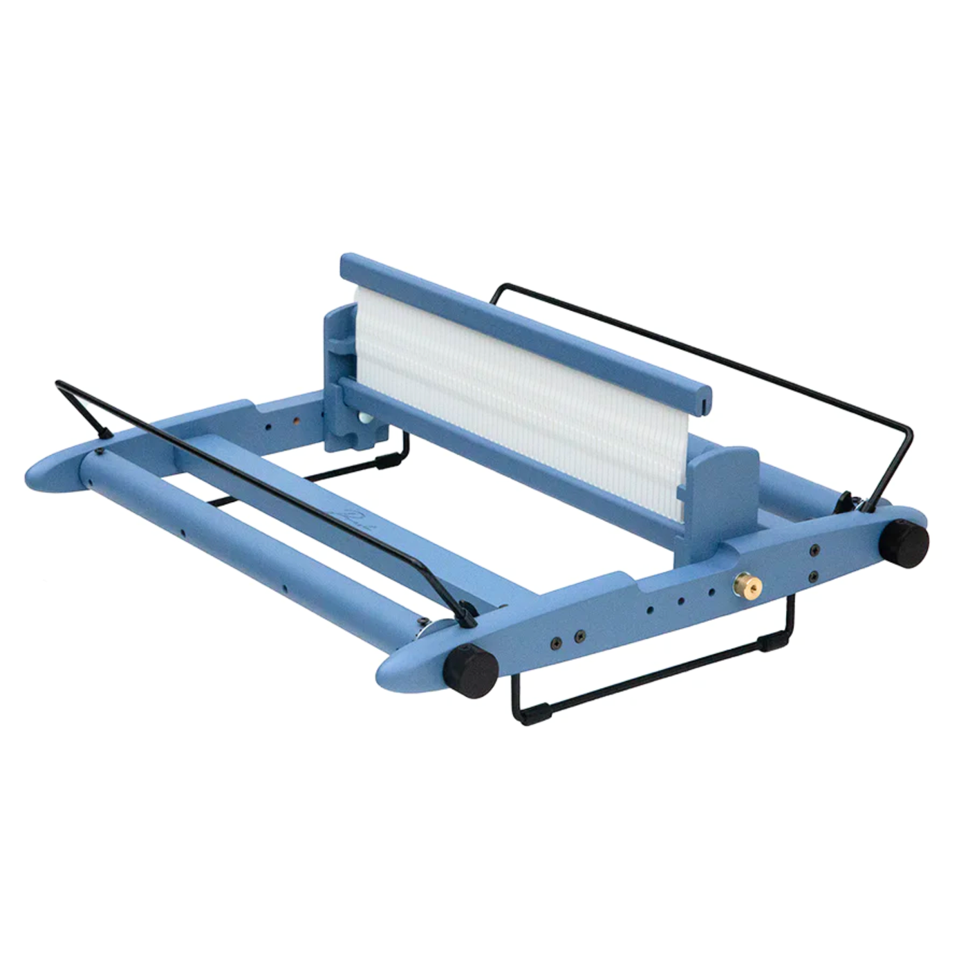 A 16" Kromski Presto Rigid Heddle Loom in the limited edition Harbor Blue colorway, white background.