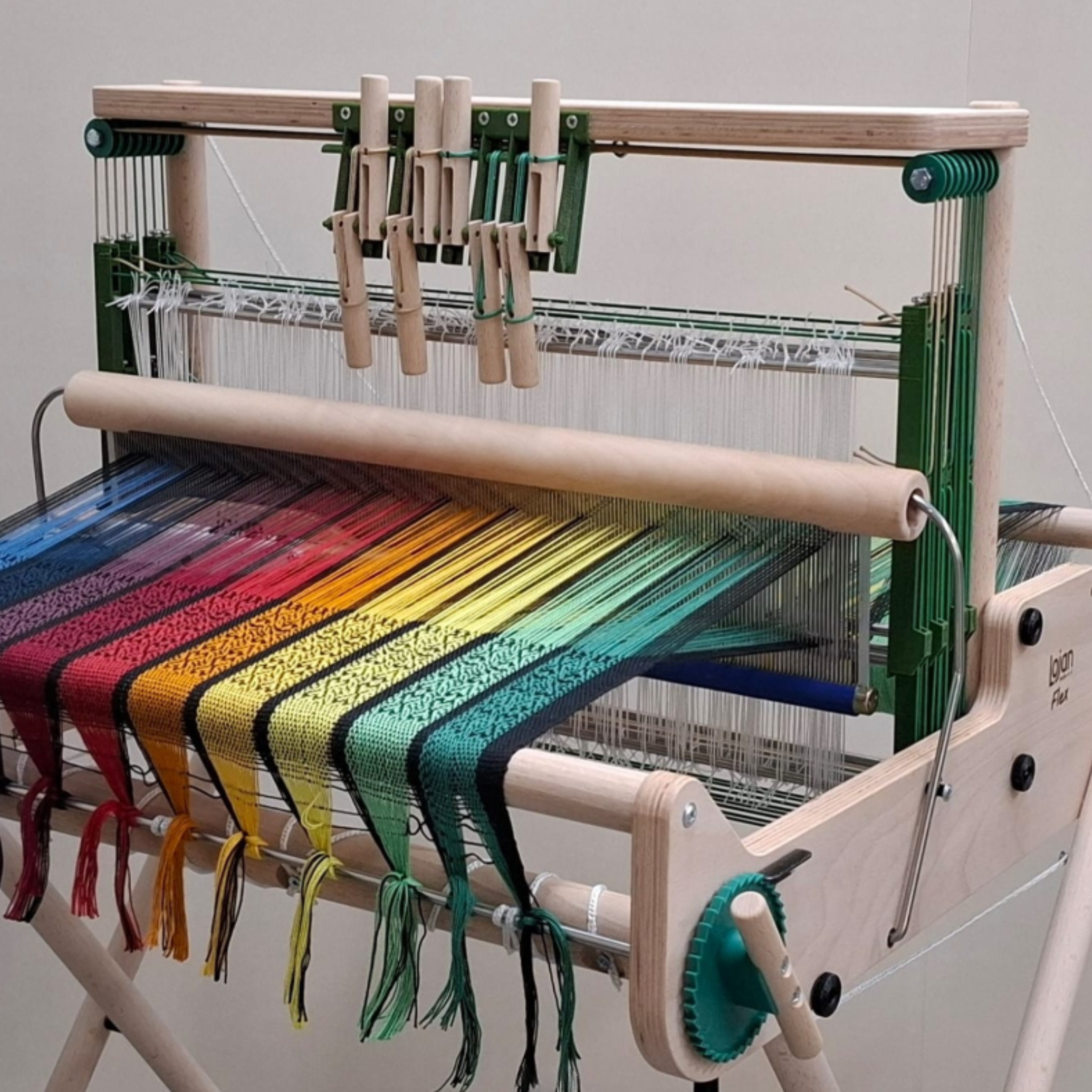 The Lojan 8-shaft 20" Flex Table Loom fitted with a stainless steel reed for weaving precision and longevity.