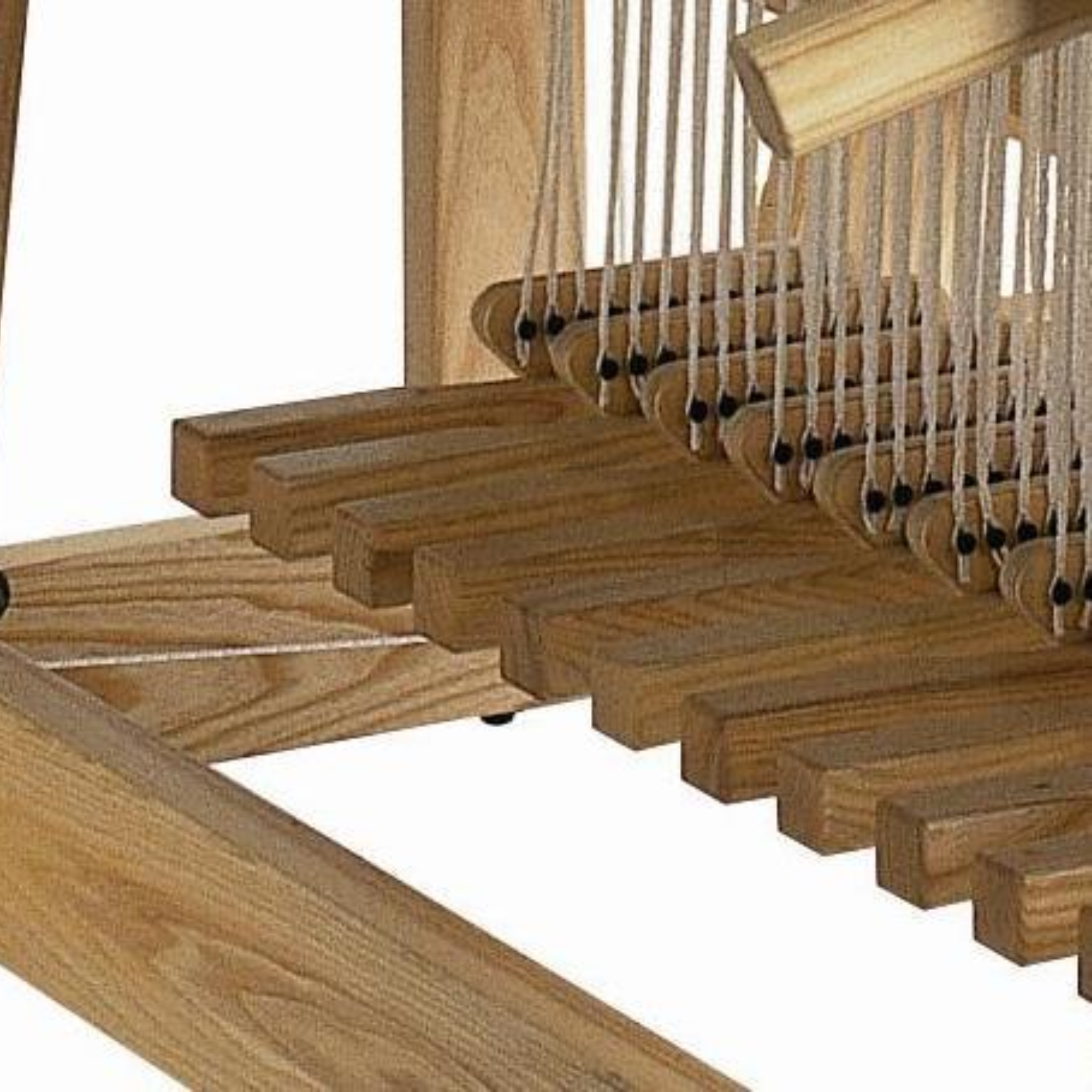 Louët Delta Floor Loom treadles with parallel countermarch lam system for light treadling