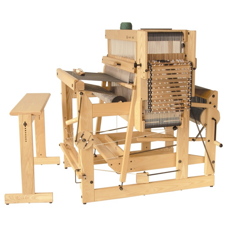 Louet Megado Dobby Floor Loom with Mechanical Dobby setup. A professional weavers workhorse available in 16 and 32 harness' and widths from 15.75" to 51".