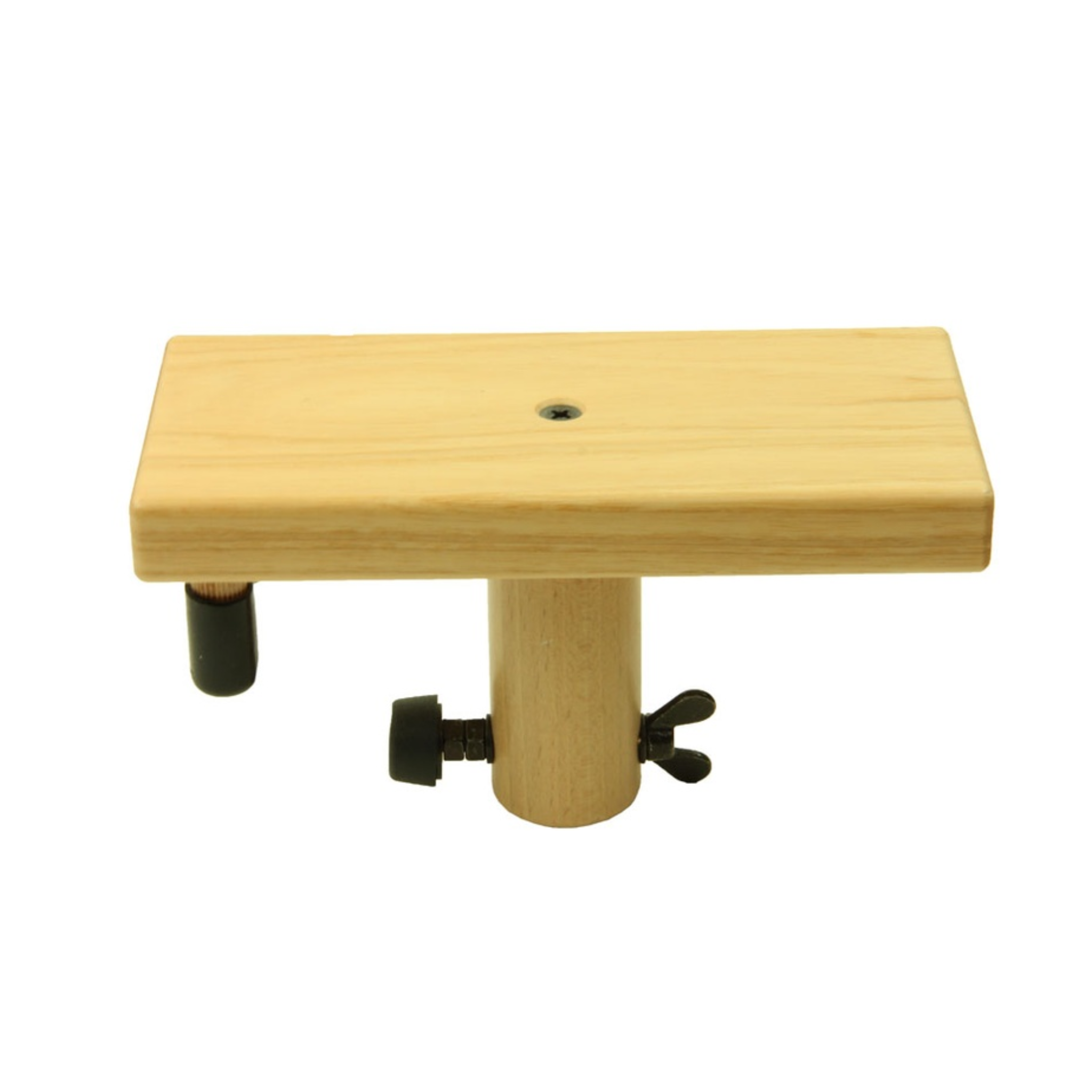 Adjustable Louet Megado Loom foot rest accessory in natural wood finish with ergonomic support platform and metal adjustment knobs
