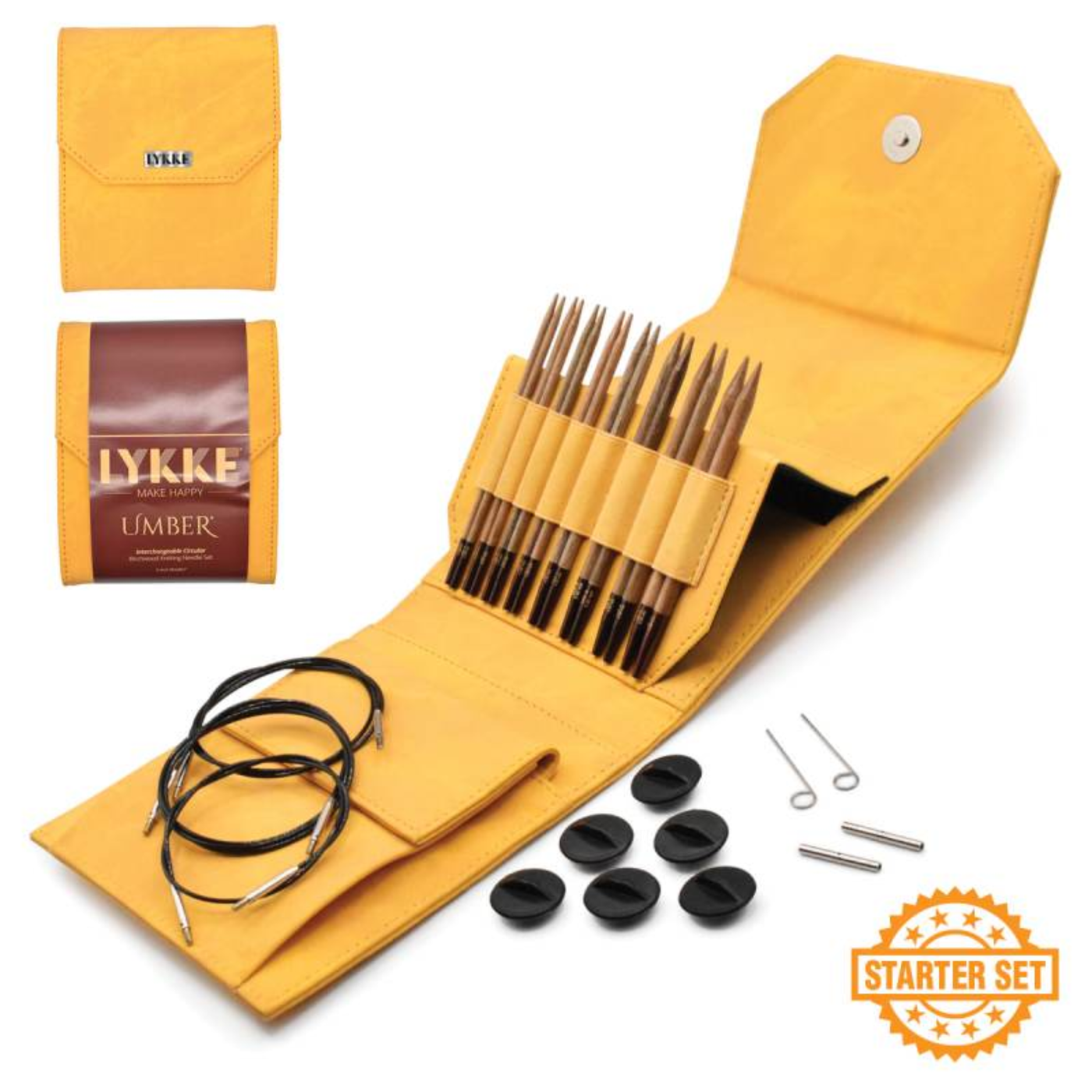 Lykke Umber 5" Interchangeable Circular Needle Set | With Carrying Case in the color dandelion. Knitting Needle Set-Lykke Crafts-Revolution Fibers