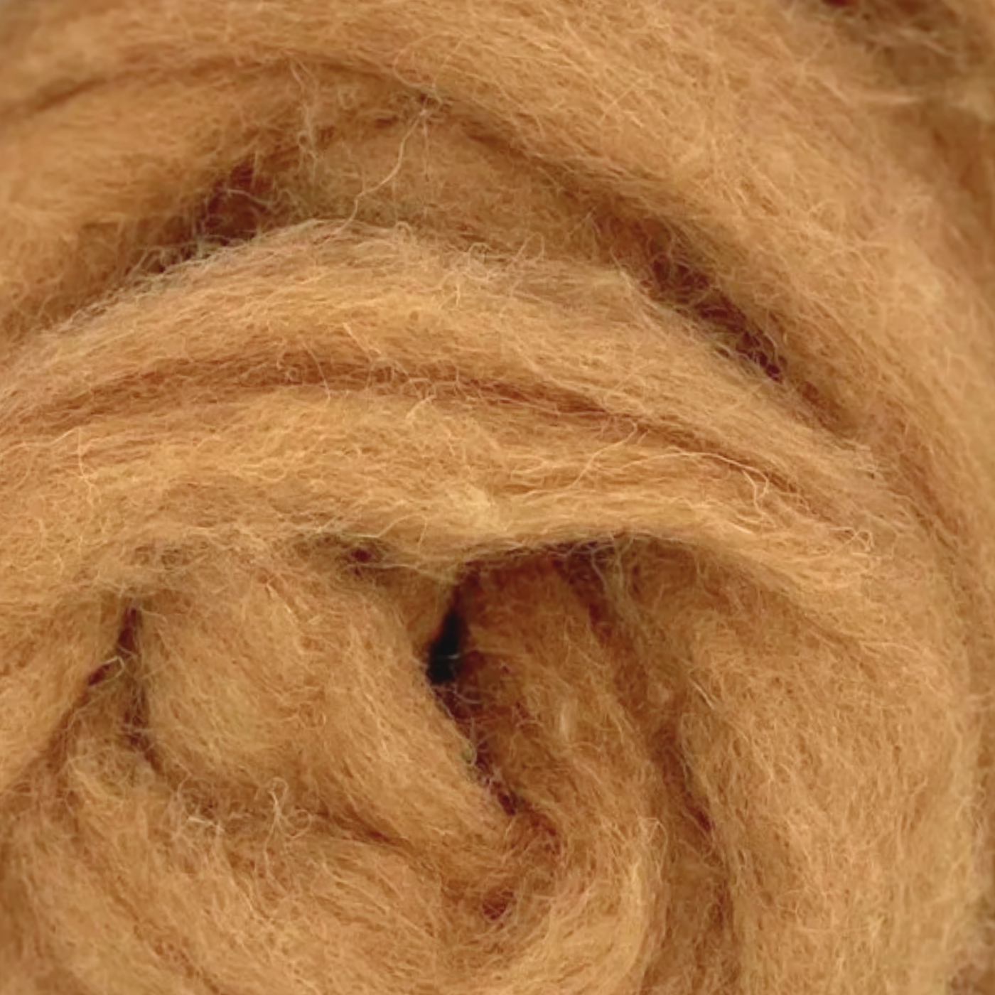 Sienna color closeup – Revolution Fibers Critter Classics Carded Corriedale Wool Sliver, for lifelike animal felting, blending, and colorwork.