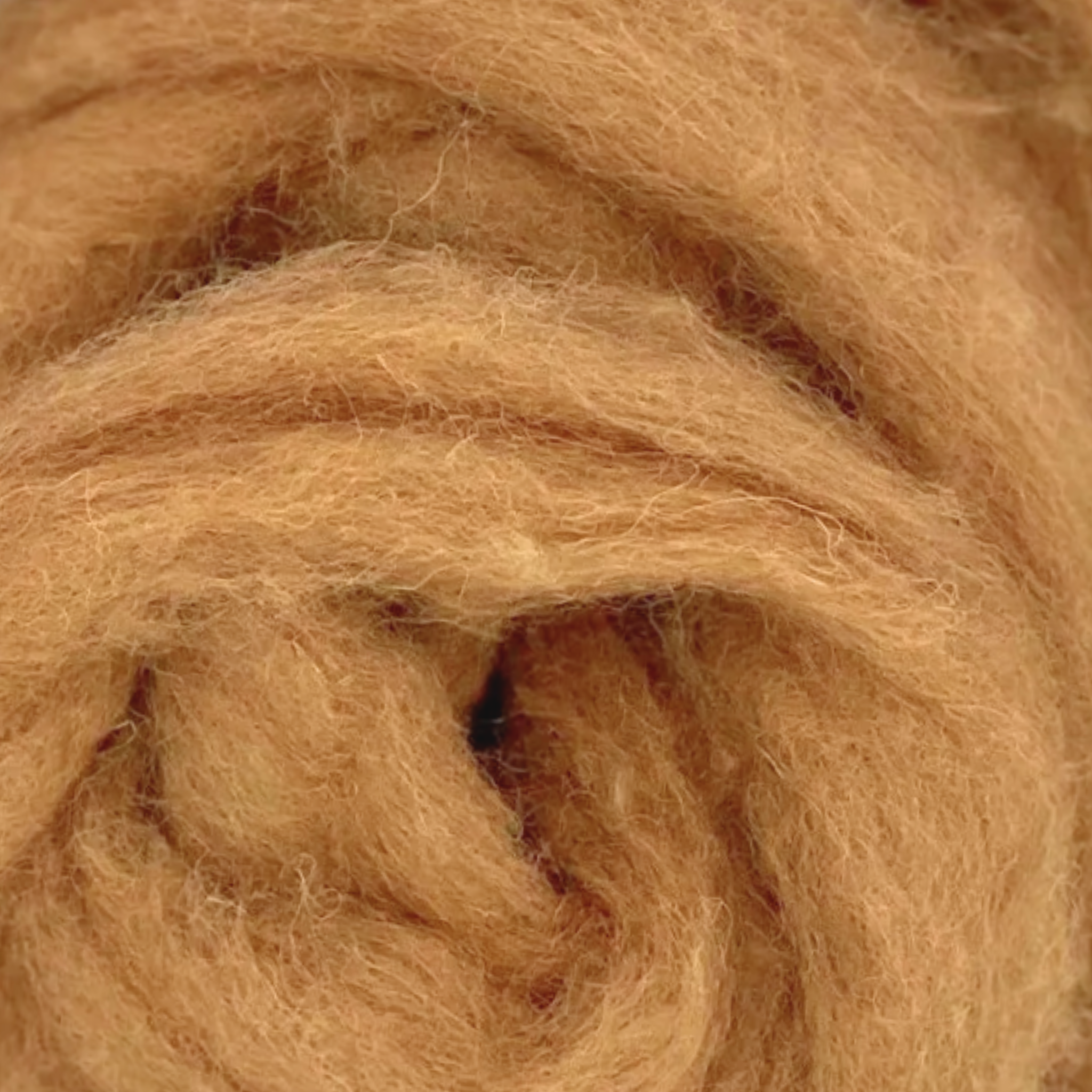 Sienna color closeup – Revolution Fibers Critter Classics Carded Corriedale Wool Sliver, for lifelike animal felting, blending, and colorwork.