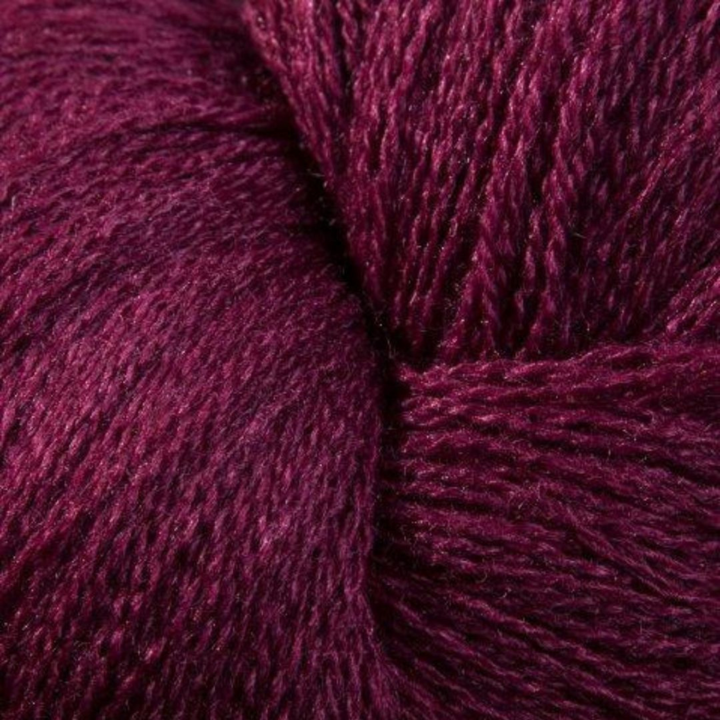 Zephira 2/18 wool-silk lace cone in Claret; rich wine red with gentle luster, 1 lb about 5,040 yards.
