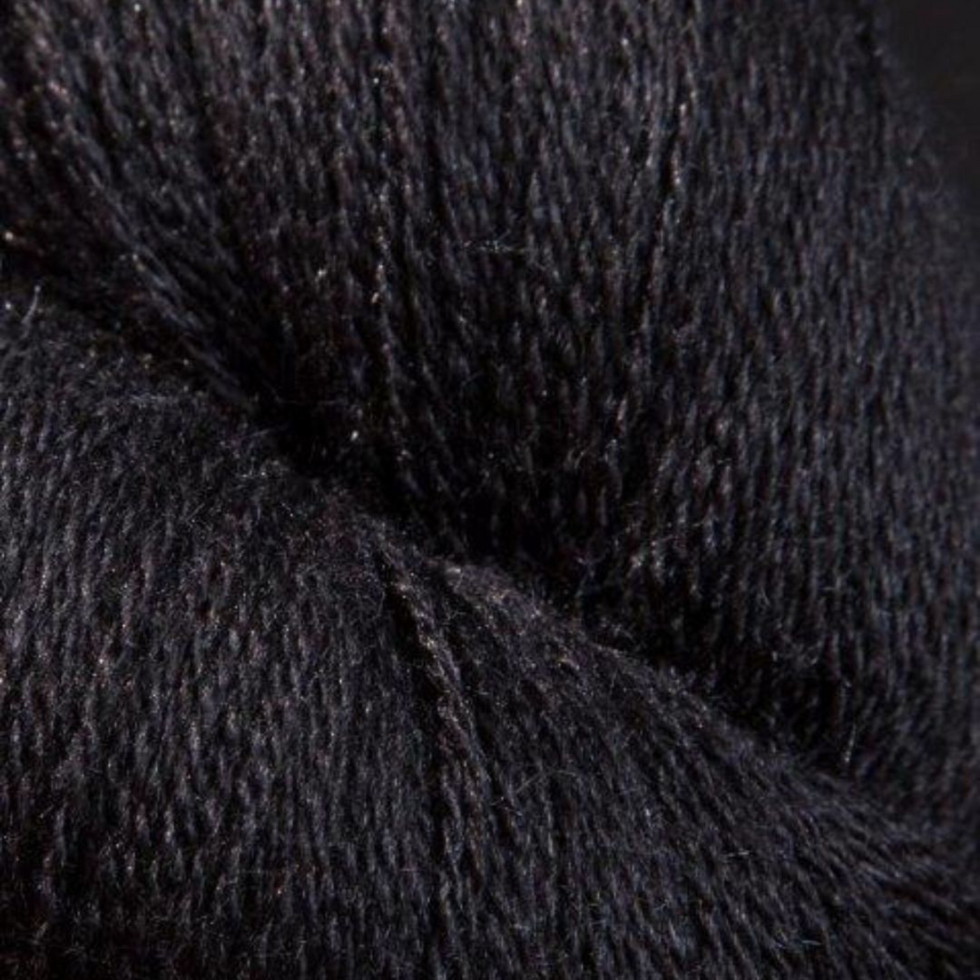 Zephira 2/18 wool-silk lace cone in Ebony; true black, sleek finish, 1 lb (~5,040 yd).