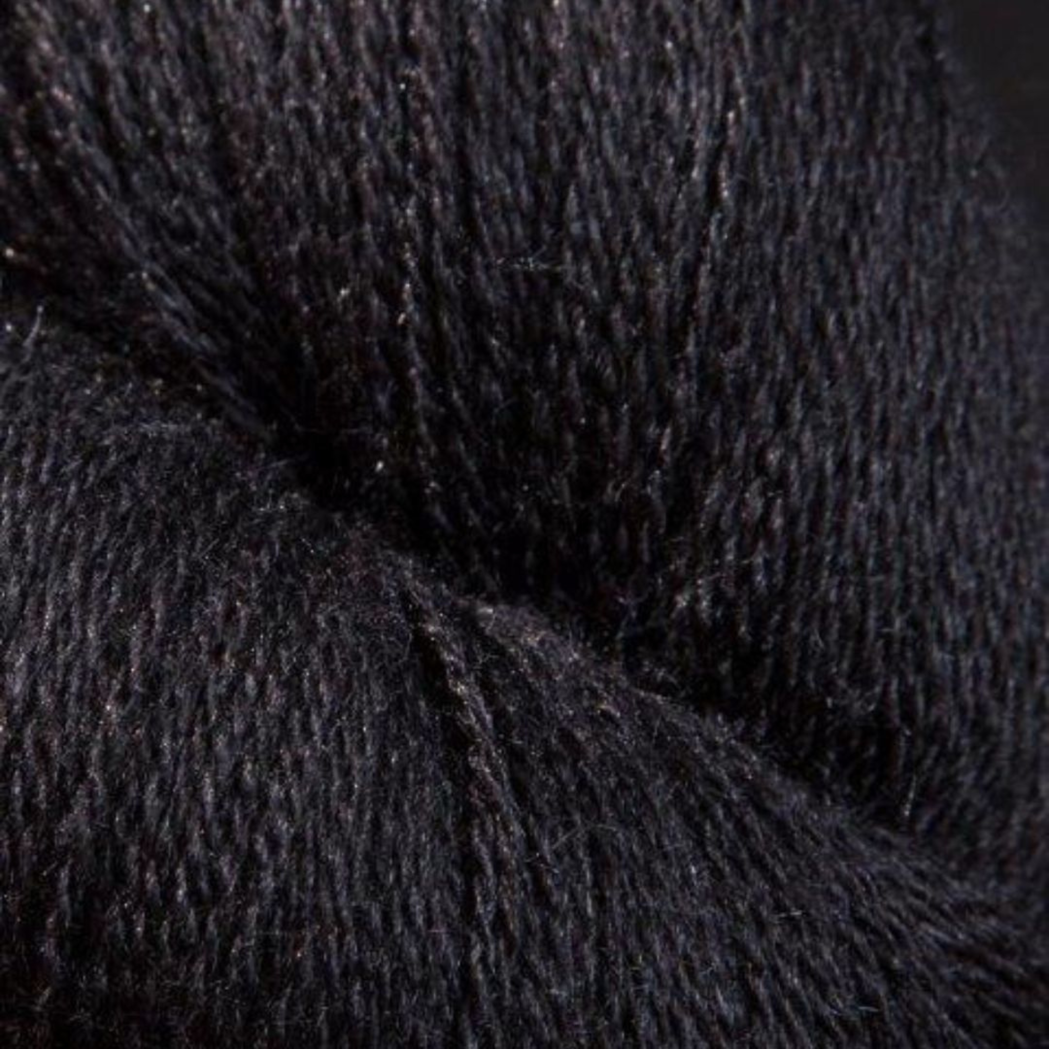 Zephira 2/18 wool-silk lace cone in Ebony; true black, sleek finish, 1 lb (~5,040 yd).
