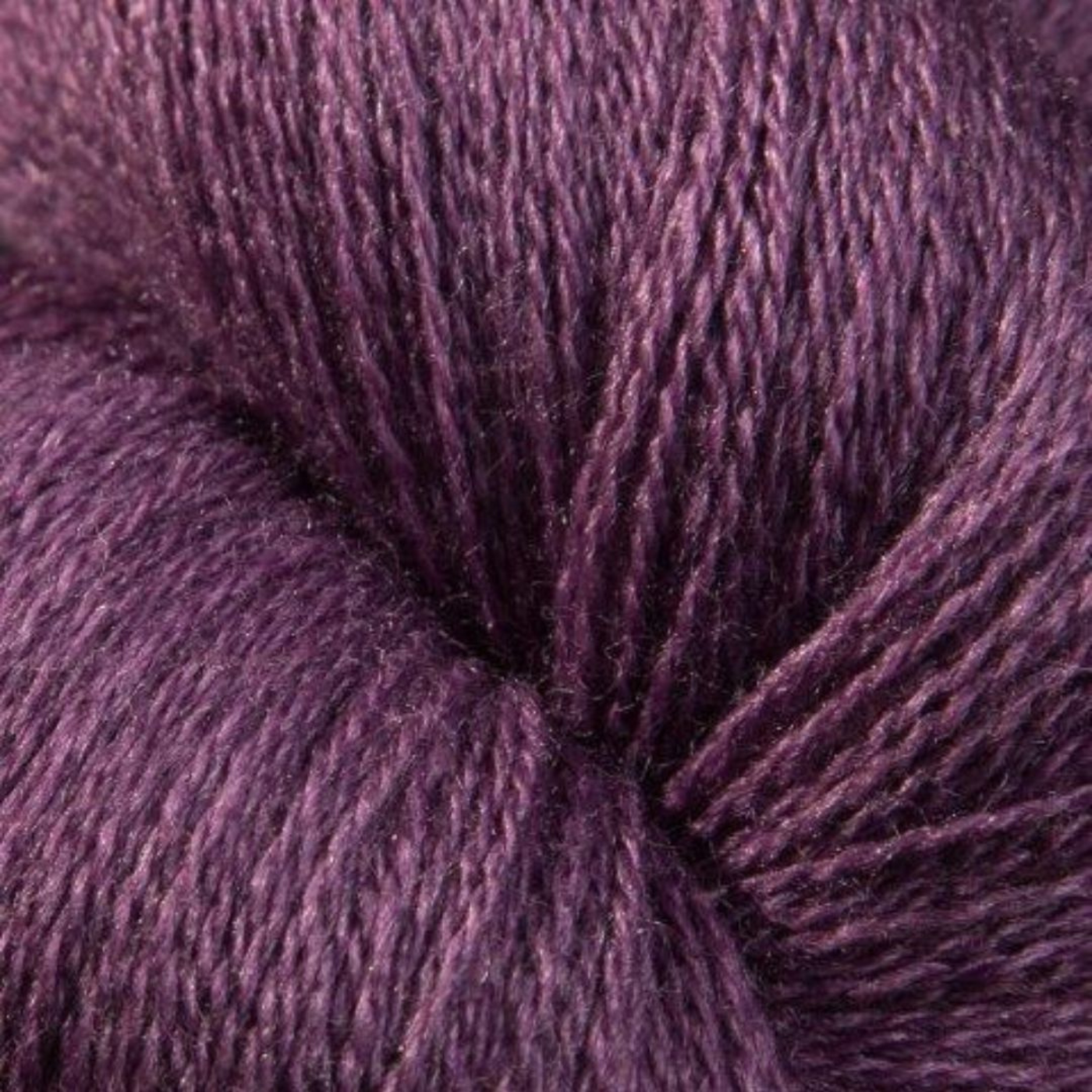 Zephira 2/18 wool-silk lace cone in Elderberry; dark plum purple, subtle sheen, 1 lb approx 5,040 yards.