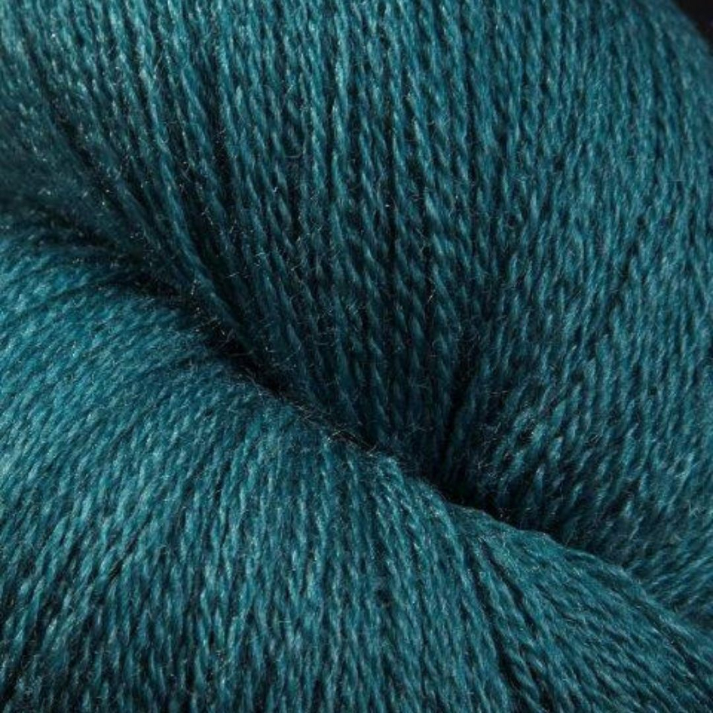 Zephira 2/18 wool-silk lace cone in Juniper; deep teal blue-green, quiet sheen, 1 lb (~5,040 yd).