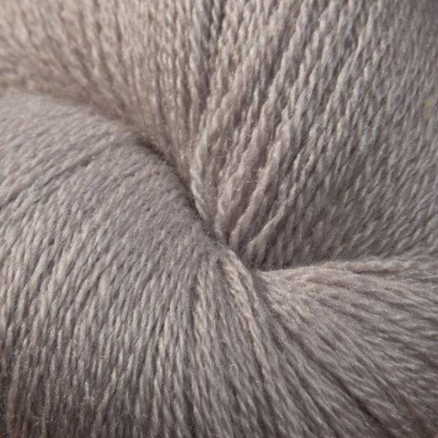 Zephira 2/18 wool-silk lace cone in Mushroom; warm taupe gray-brown with soft sheen, 1 lb approx 5,040 yards.