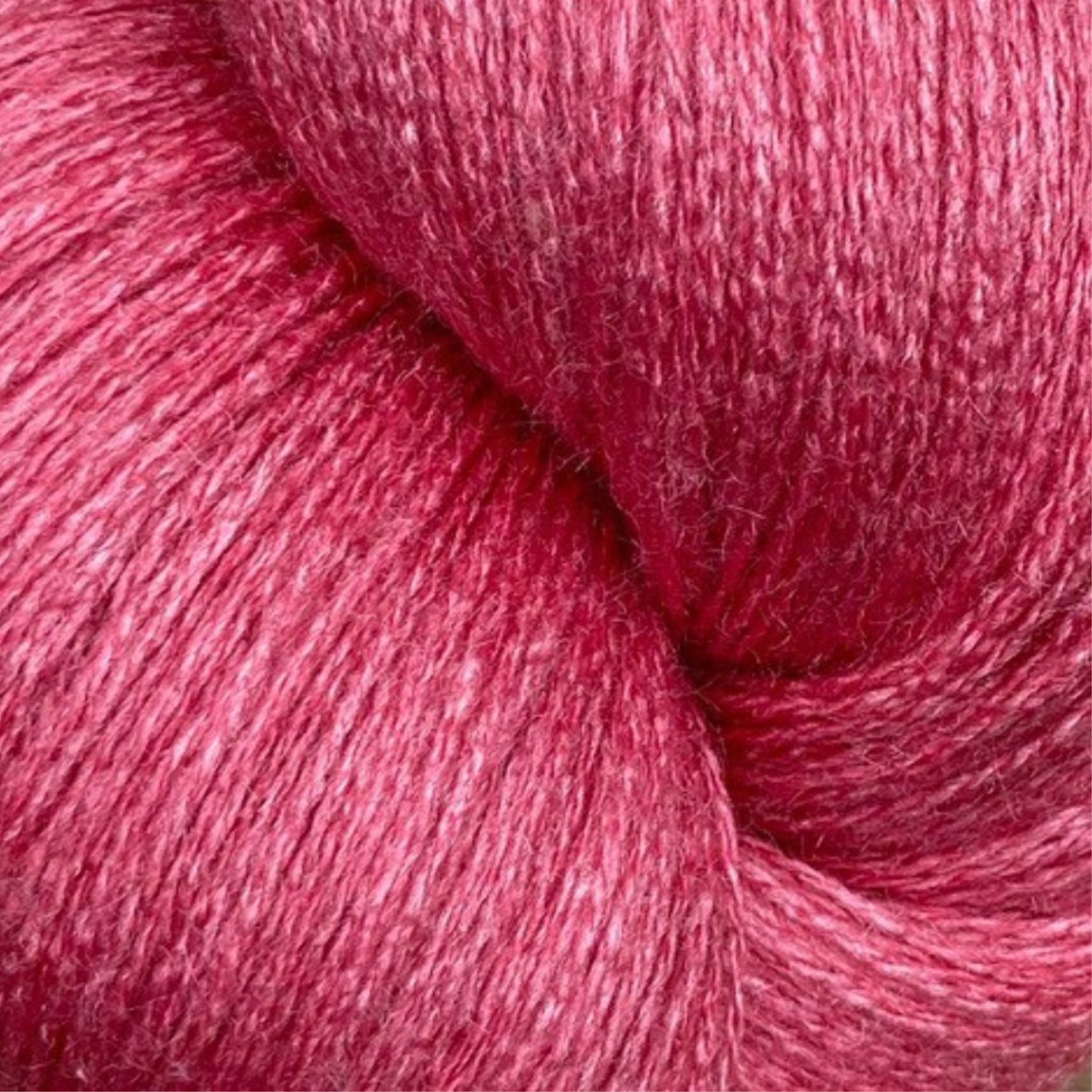 Zephira 2/18 wool-silk lace cone in Rapture Rose; lively rosy pink, subtle luster, 1 lb (~5,040 yd).