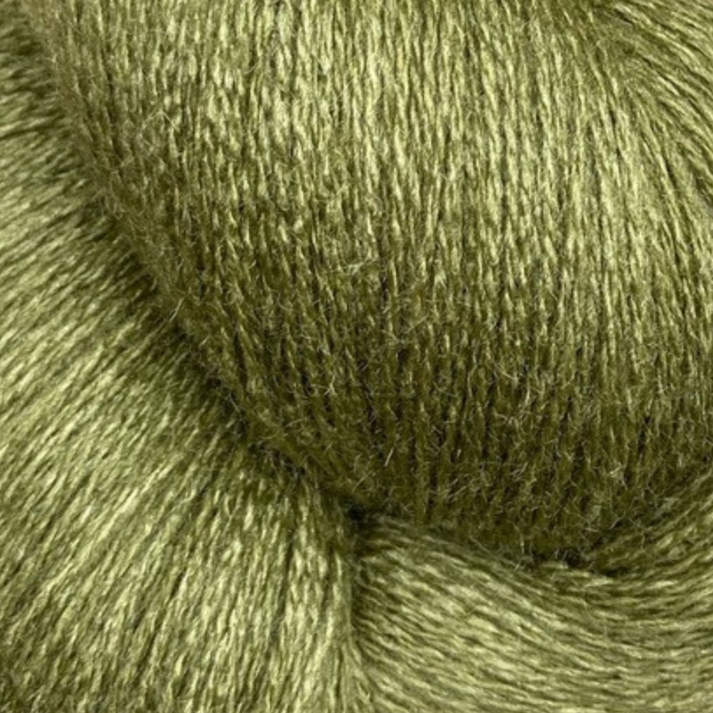 Zephira 2/18 wool-silk lace cone in Seaweed; olive green with golden cast, silky highlight, 1 lb (~5,040 yd).