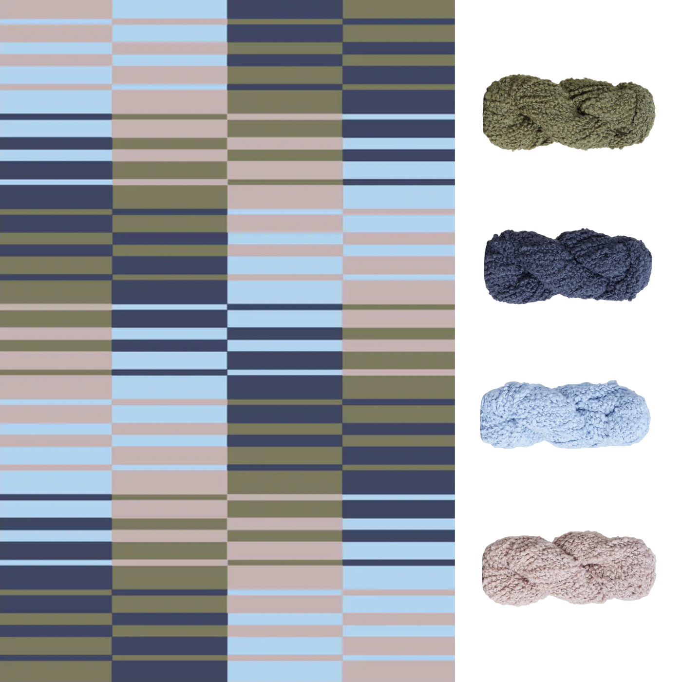 Stone Meadow Accoloration Blanket Kit featuring a soothing gradient of travertine, granite, opal, and pumice Lanalpaca yarn shades in a striped pattern.