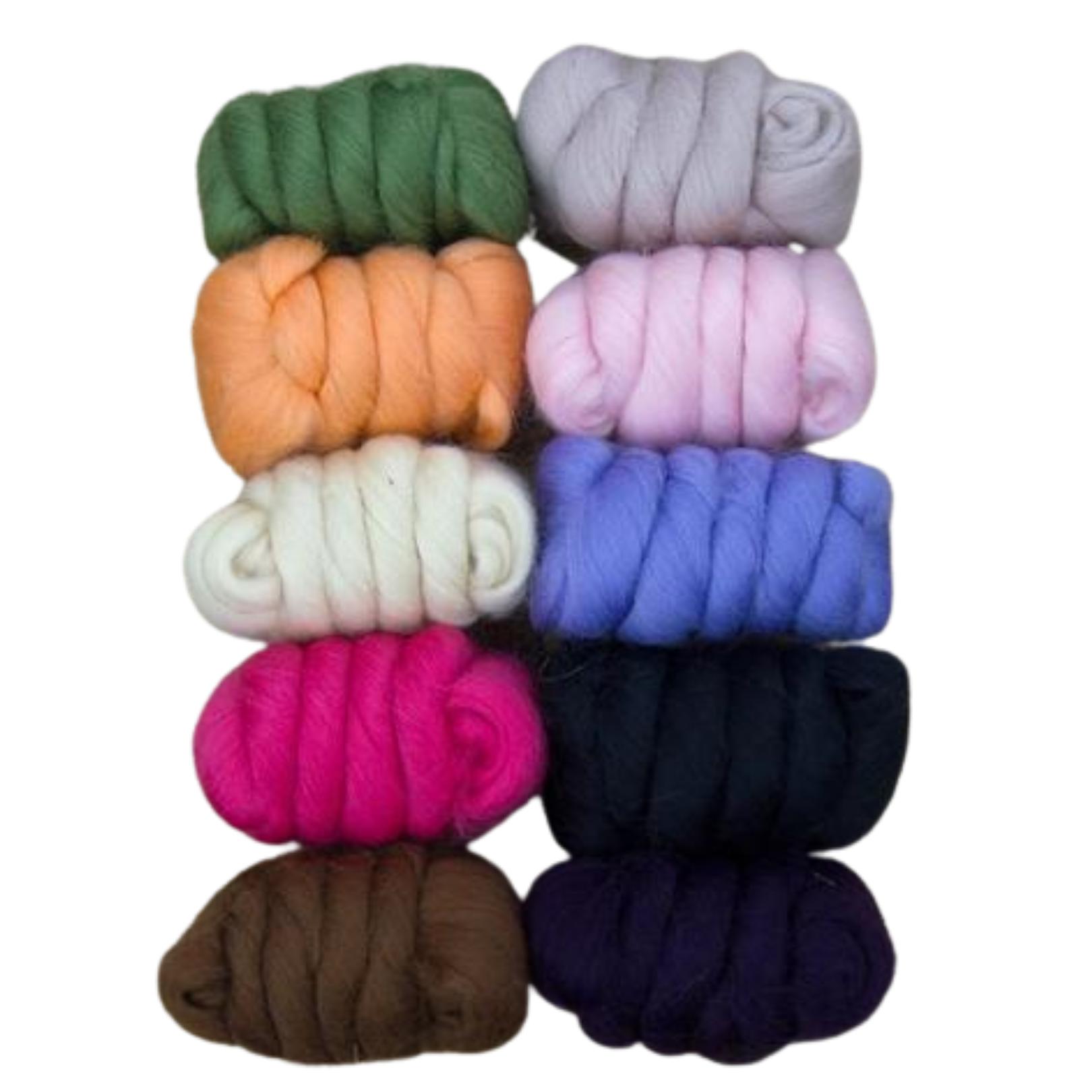 Mixed Merino Wool Variety Pack | Mystery Merino (Multicolored Surprise) 250 Grams, 23 Micron-Wool Roving-Revolution Fibers-Revolution Fibers