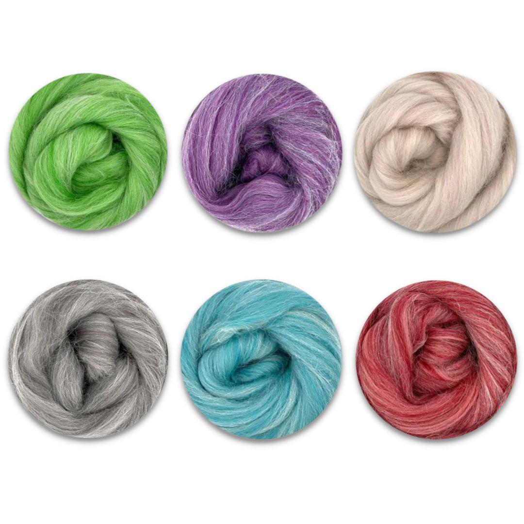 Cascade Range Variety Pack | 6 Super Soft, Luxurious Blended Colors-Wool Roving-Revolution Fibers-Revolution Fibers