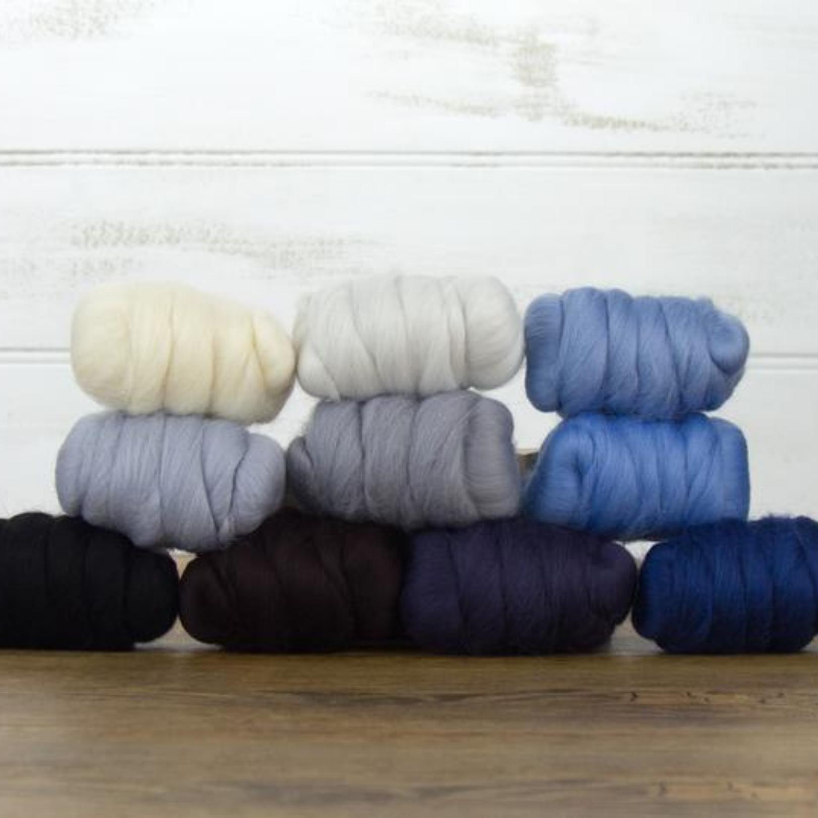 Mixed Merino Wool Variety Pack | Glacier Chill (Multicolored) 250 Grams, 23 Micron-Wool Roving-Revolution Fibers-Revolution Fibers