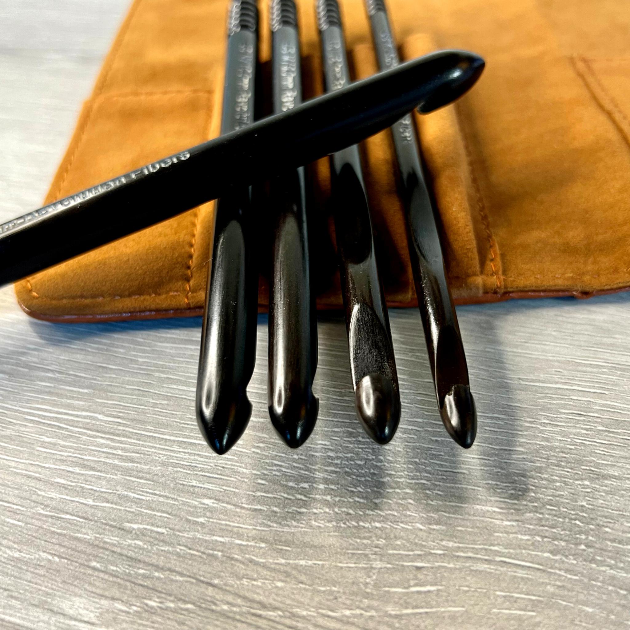 Olive Wood Crochet Hooks Set with FauxLeather Carrying Case Olive Wood Crochet Hooks Set with FauxLeather Carrying Case