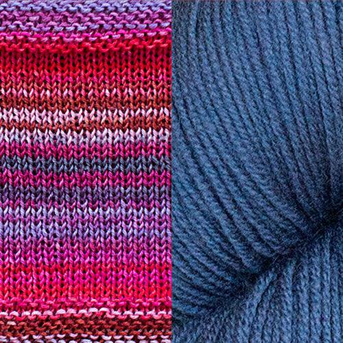 Synchronicity Shawl Kit | Yarn Art Using the Mosaic Knitting Technique-Knitting Kits-Urth Yarns-4005 + Indigo-Revolution Fibers