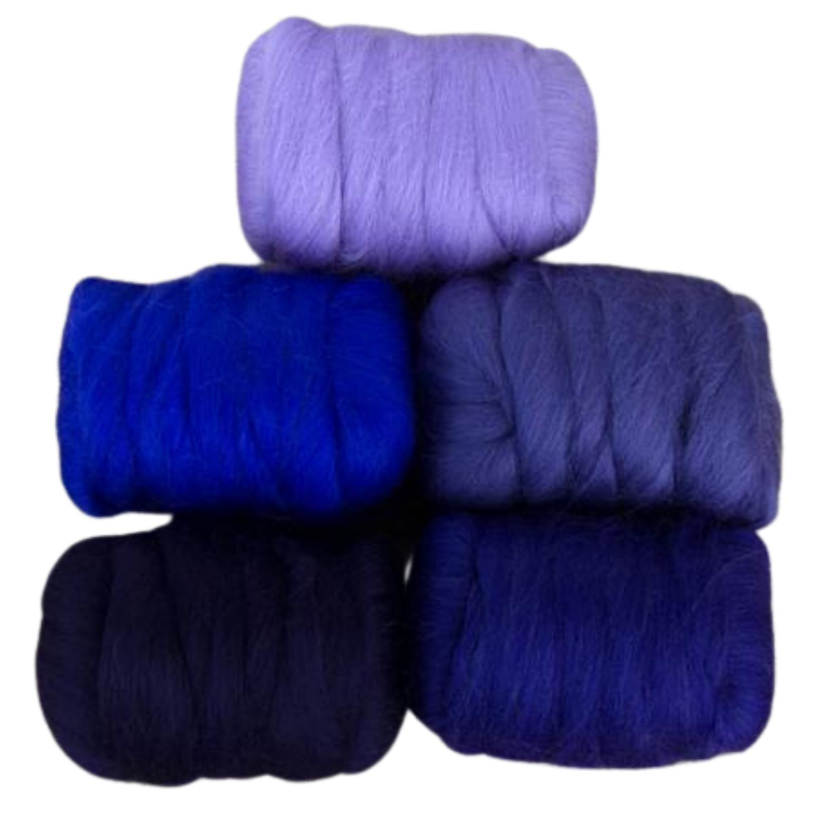 Mixed Merino Wool Variety Pack | Purple Disco (Purples) 250 Grams, 23 Micron-Wool Roving-Revolution Fibers-Revolution Fibers