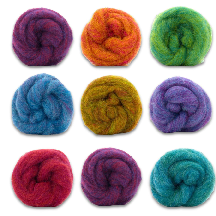 Frutti Looped Corriedale Wool Variety Pack | 8 Wondrous Colorways of Corriedale Carded Sliver Fiber-Wool Roving-Revolution Fibers-Revolution Fibers
